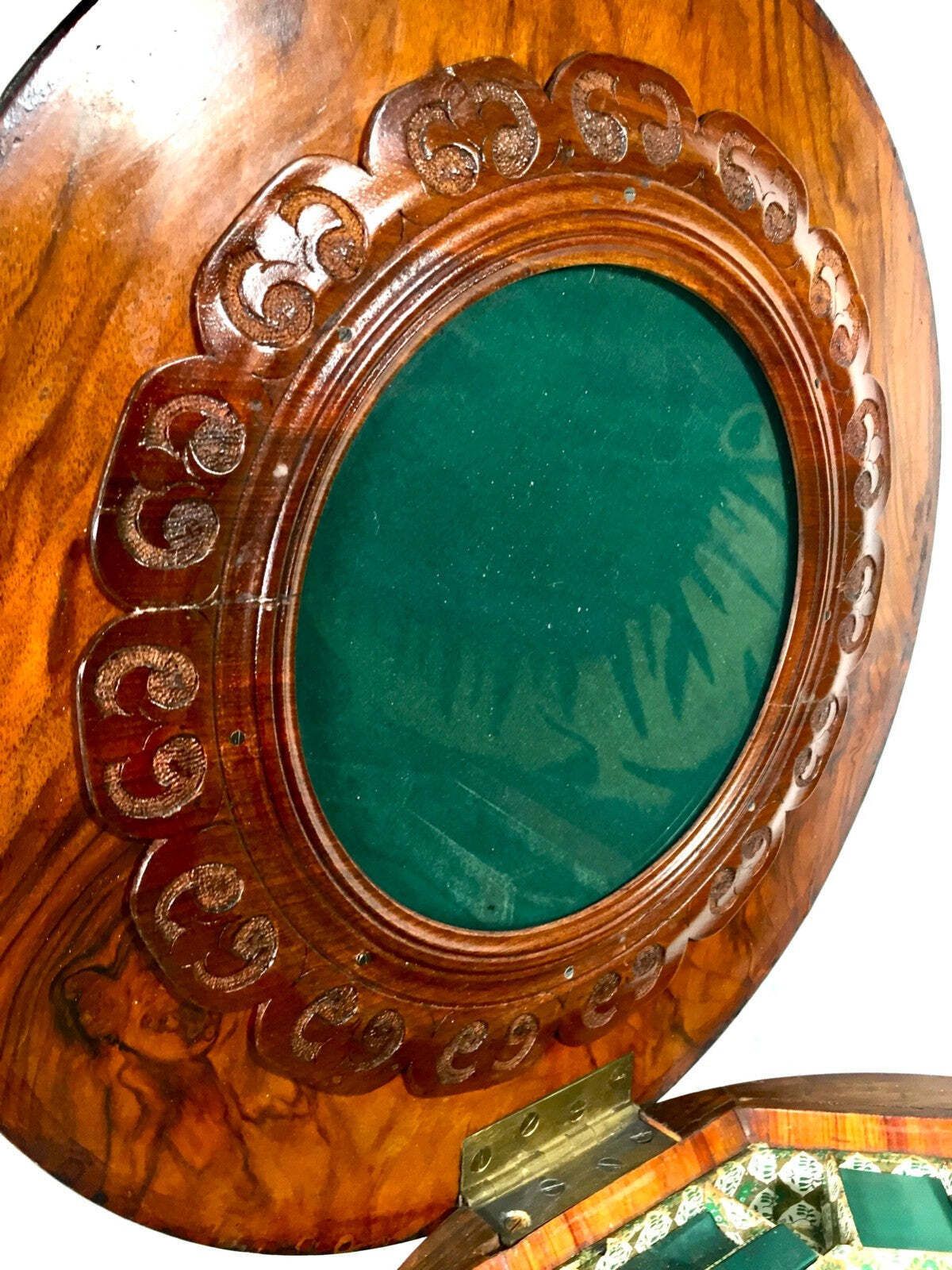 photo for sale Antique Wooden Victorian Ladies Sewing Table / Work Storage Box With Key C.1880