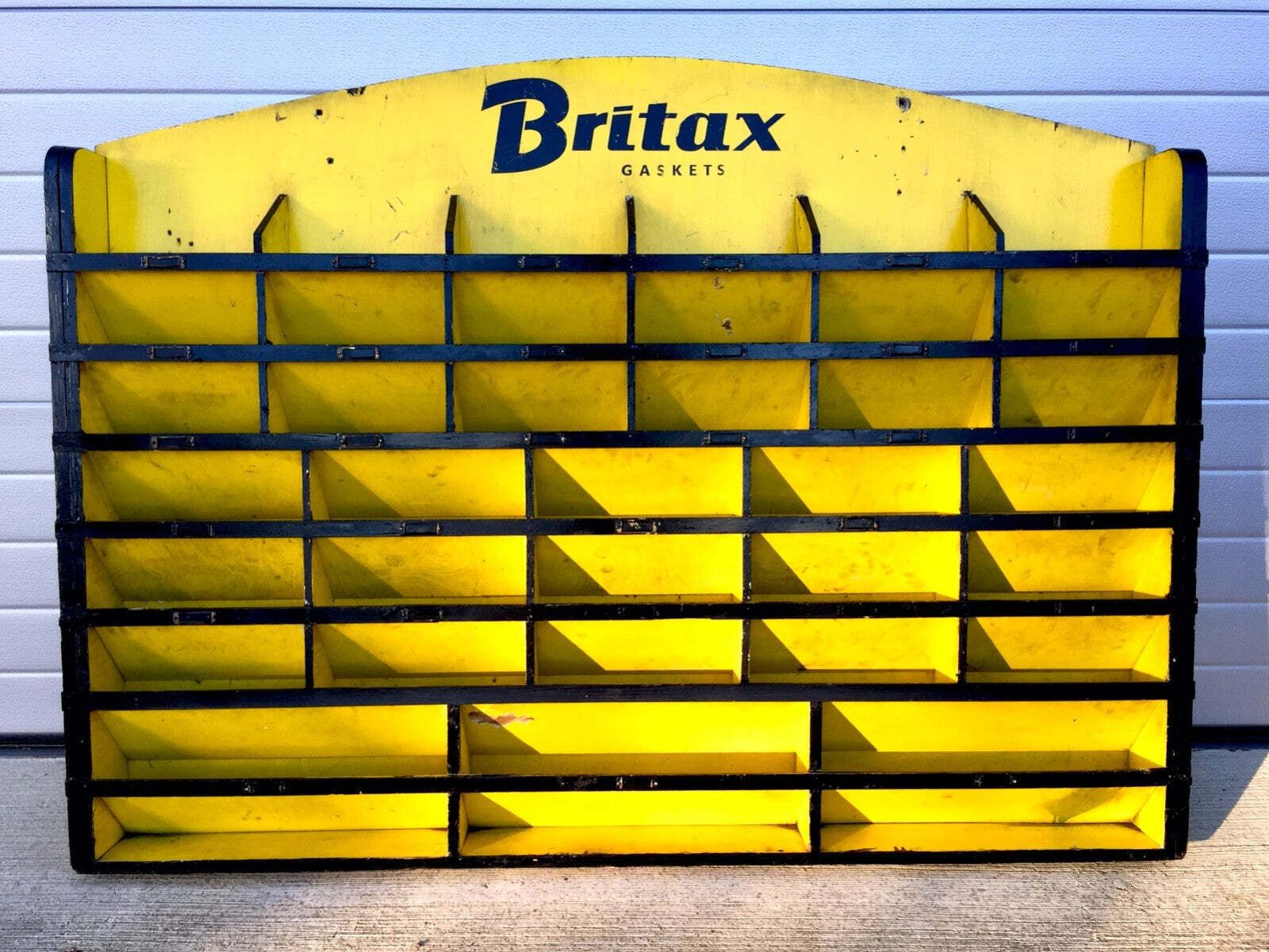 Antique Advertising Britax Gaskets Storage Rack Garage Display Cabinet C.1950