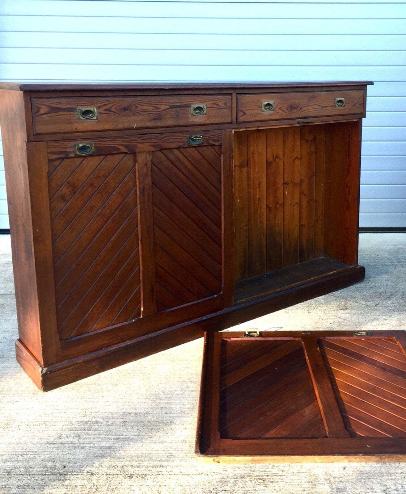 Antique Wooden Church Kneeler Storage Cupboard Large Sideboard Cabinet & Drawers photo vinterior