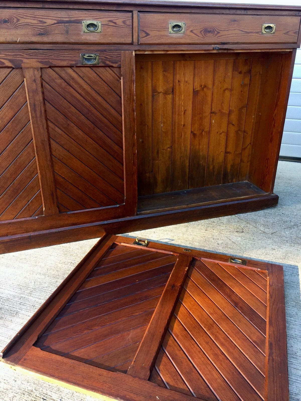 photo furniture Antique Wooden Church Kneeler Storage Cupboard Large Sideboard Cabinet & Drawers