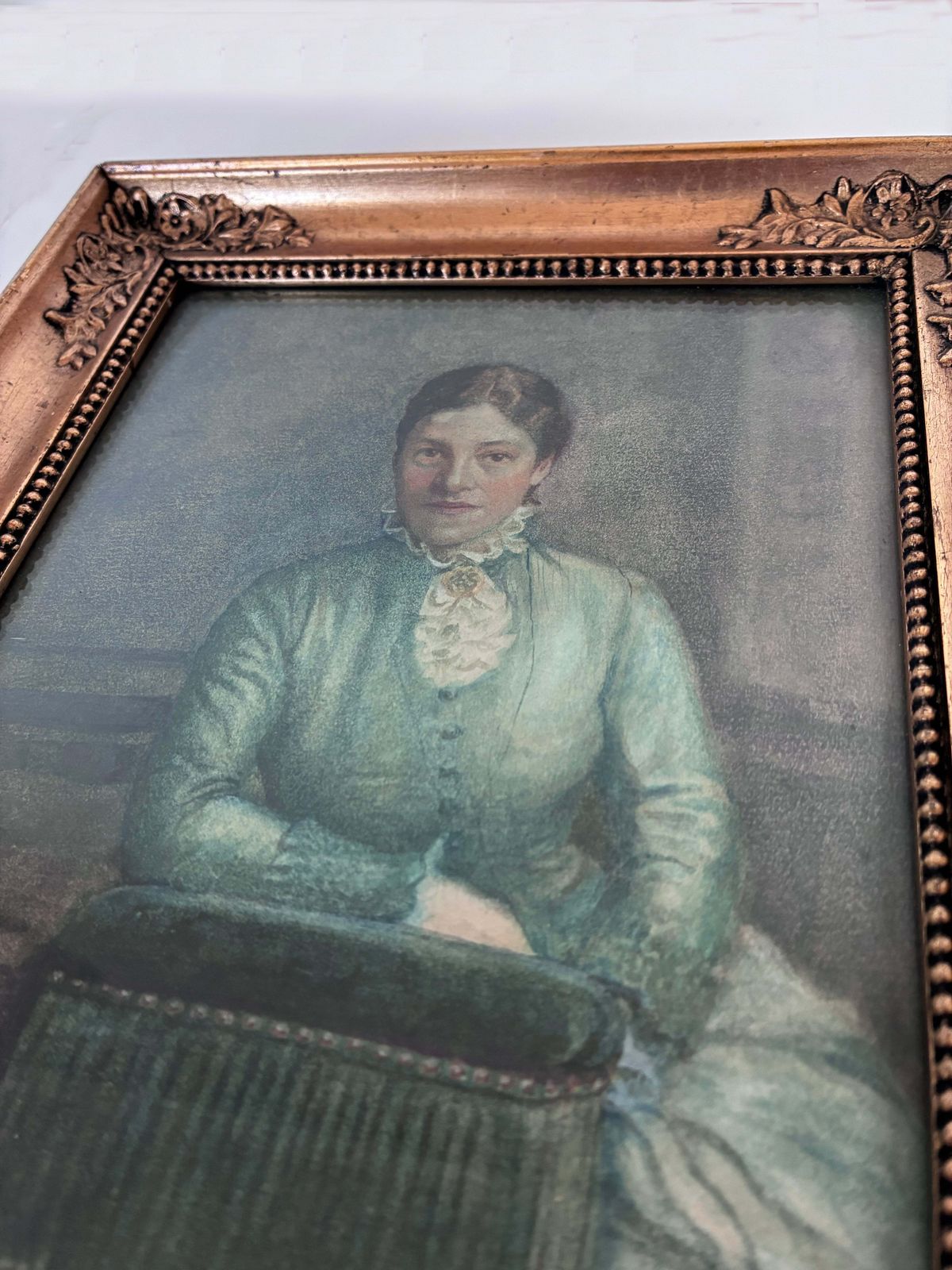 Pair Of Antique Portrait Lithographics Of A Gentleman And Lady, Circa 1882 photo Art