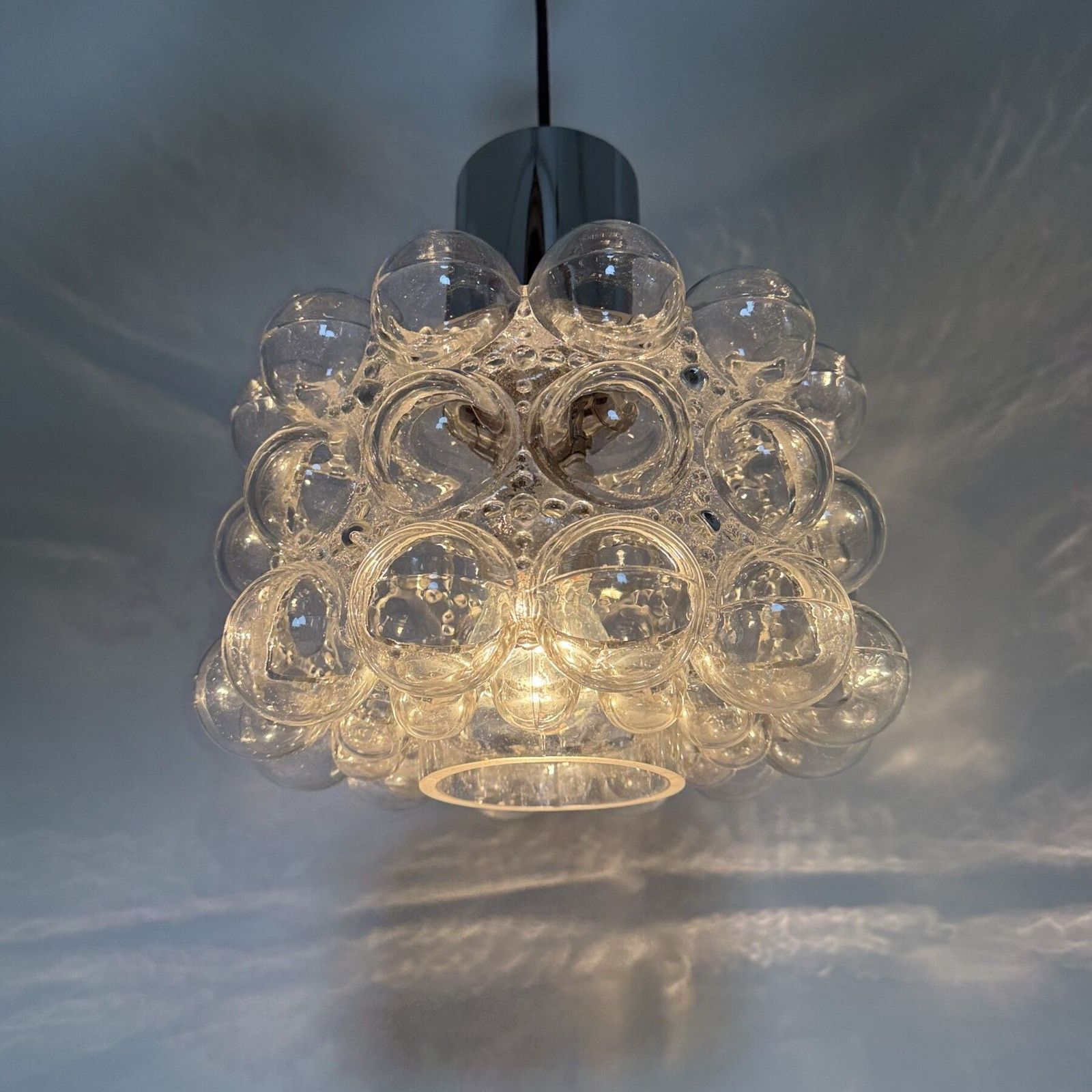 photo vintage Large Bubble Glass Pendant By Helena Tynell For Limburg, Germany, 1970s
