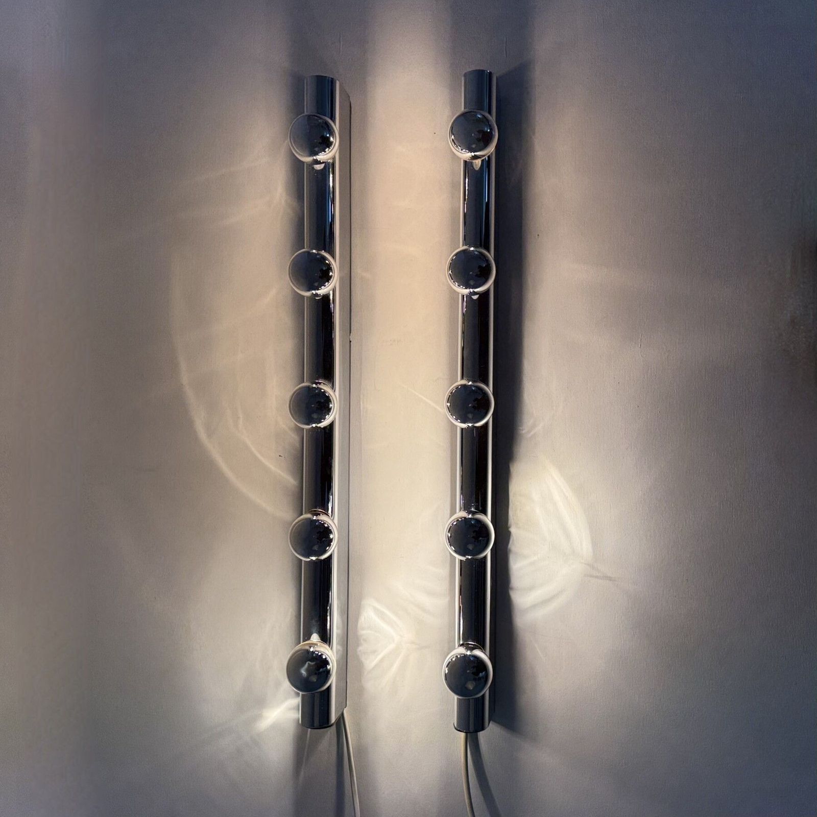 Set Of 2 Targetti Sankey Chrome Wall Lamps , 1970s photo Lighting