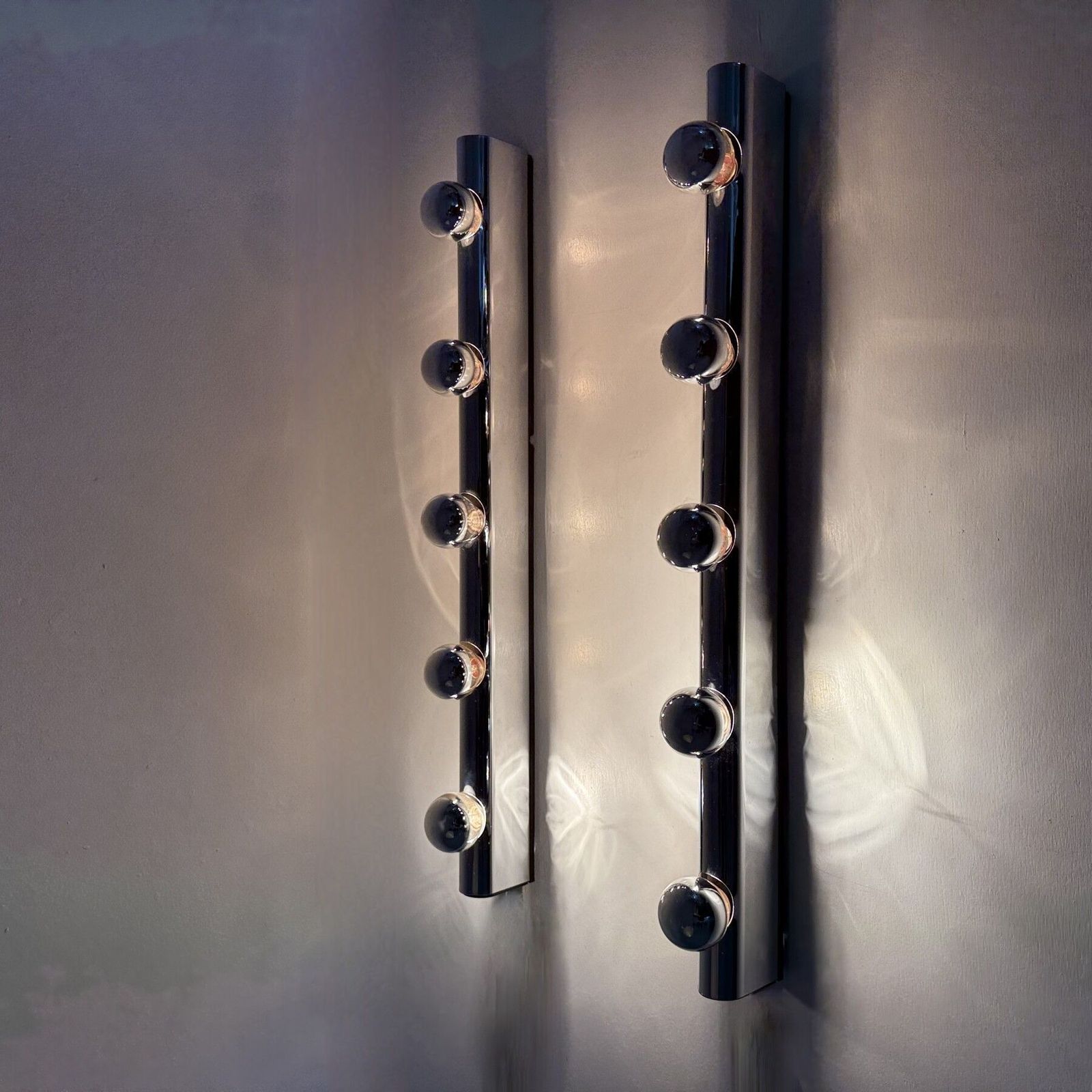 Set Of 2 Targetti Sankey Chrome Wall Lamps , 1970s photo buy