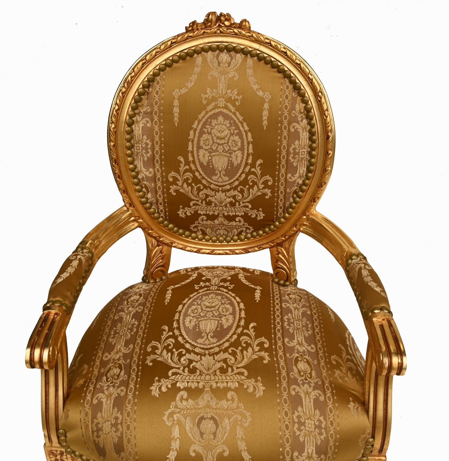 Pair Of Louis XVI Style Giltwood Salon Armchairs photo for sale