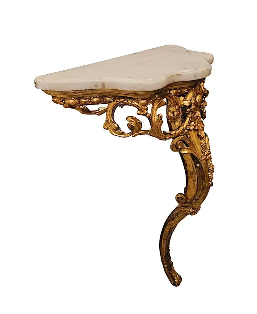 A Fabulous And Unusual 19th Century Marble Top Giltwood Console Or Pier Table photo for sale