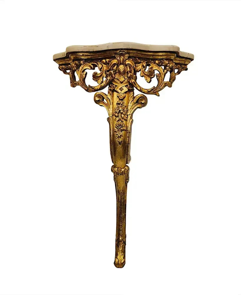 A Fabulous And Unusual 19th Century Marble Top Giltwood Console Or Pier Table photo vinterior