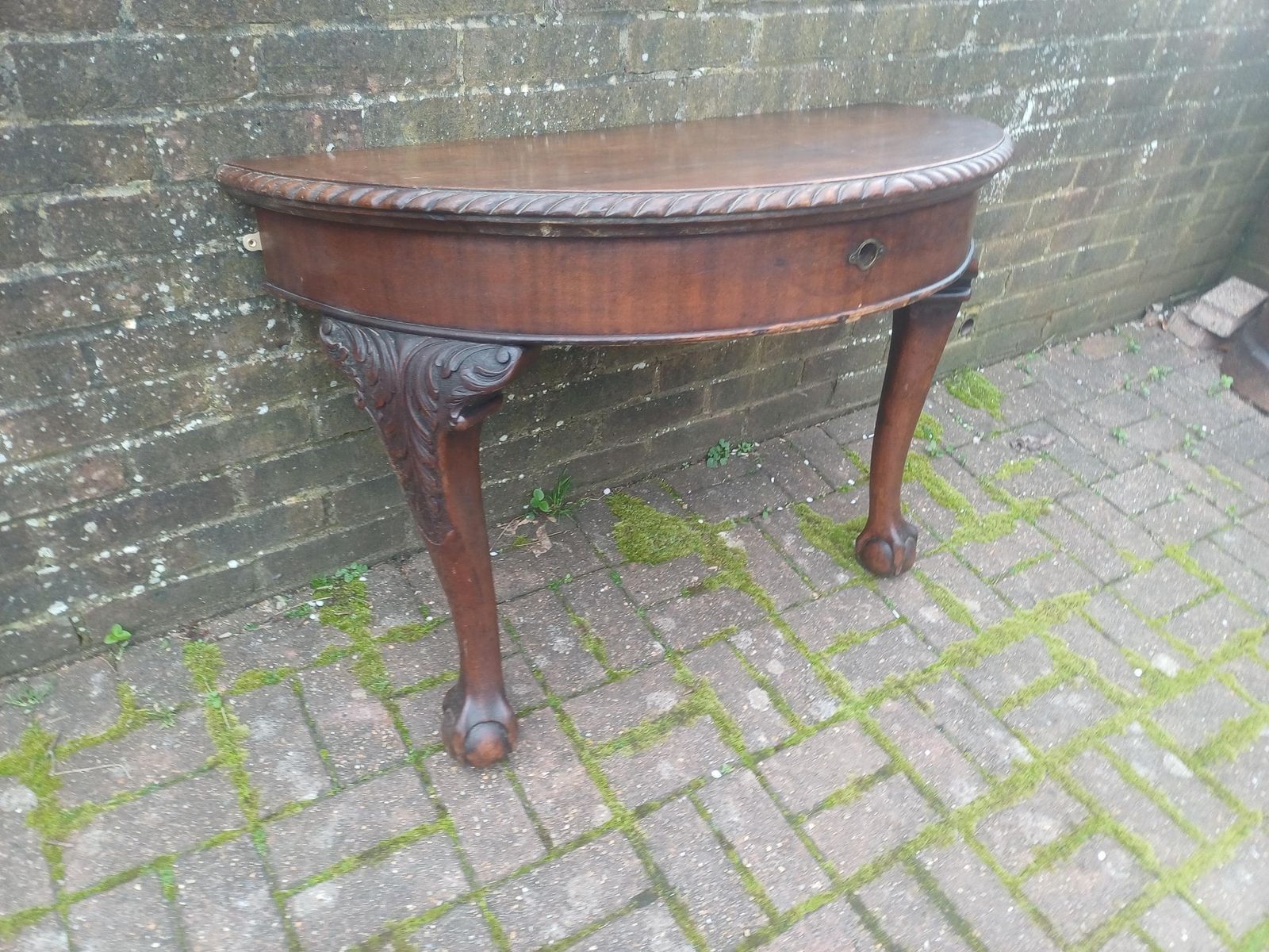 photo buy Late Victorian Carved Mahogany Demi Lune Side Table Vintage Tables Antique Console