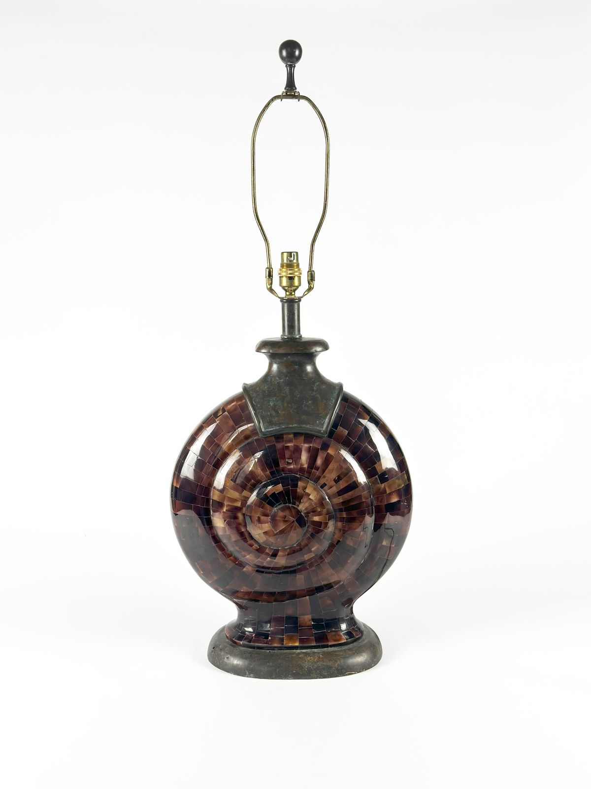 Vintage Maitland Smith Penshell And Bronze Snail Table Lamp, 1980s Philippines photo furniture