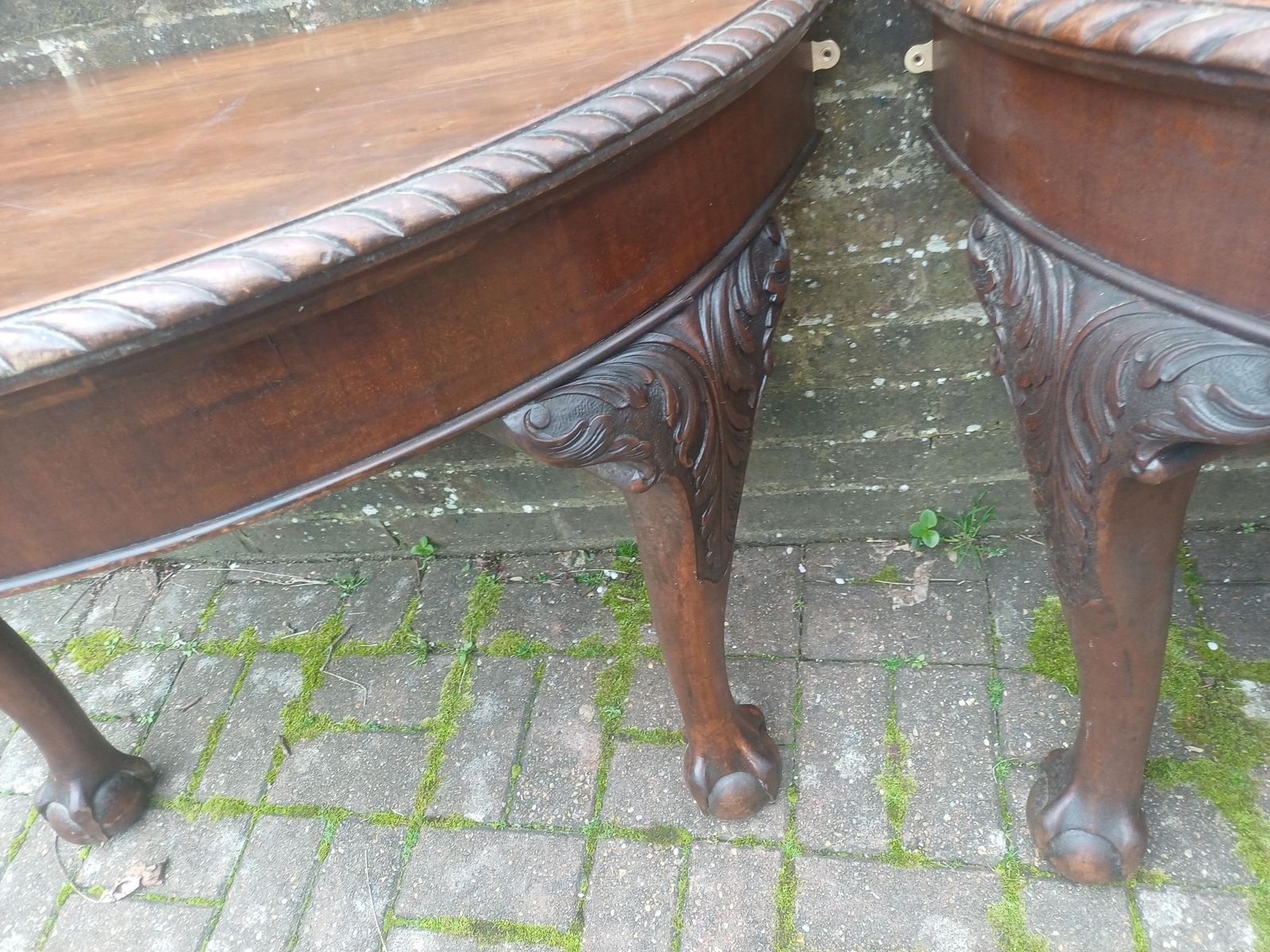 photo vinterior Pair Late Victorian Carved Mahogany Demi Lune Side Table Vintage Tables Antique Console