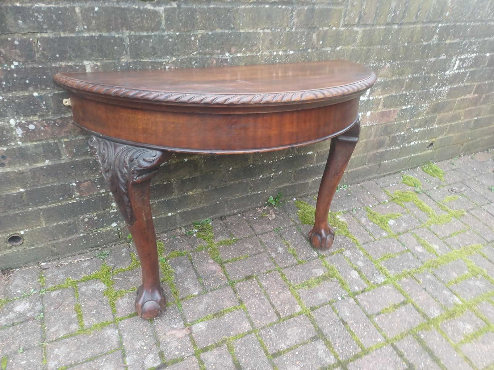Late Victorian Carved Mahogany Demi Lune Side Table Vintage Table Antique Console photo vinterior