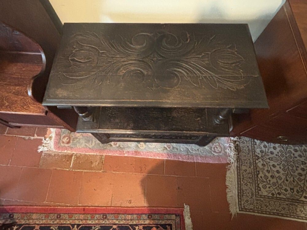 Small Carved Oak Monk’s Bench. photo 358.0