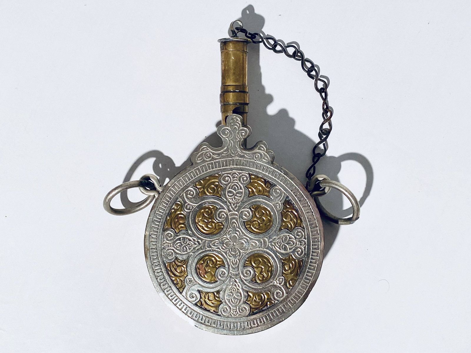 Antique Morroccan Gun Powder Holder Bottle Ornament / 1920s Magrib Africa