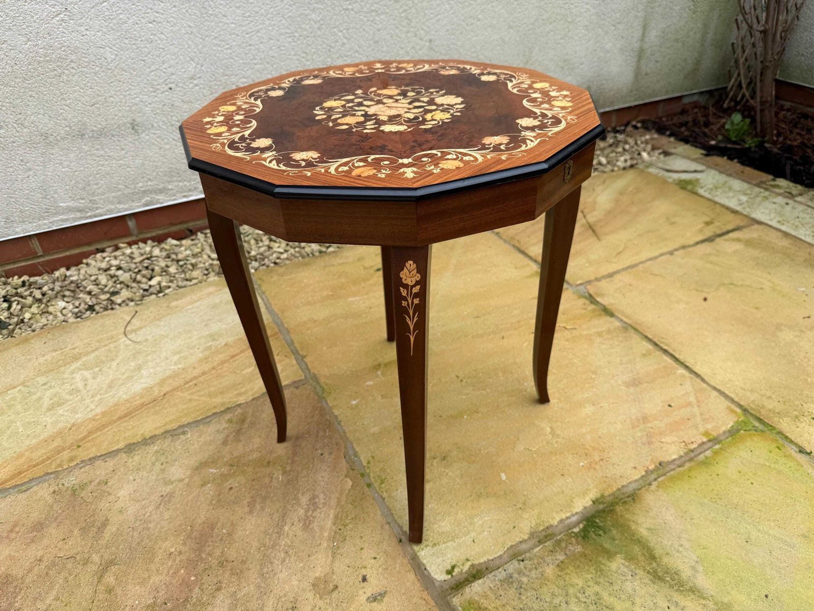 Musical Marquetry Side Table, Sewing Table,Plant Stand, Occasional Table photo 92.0