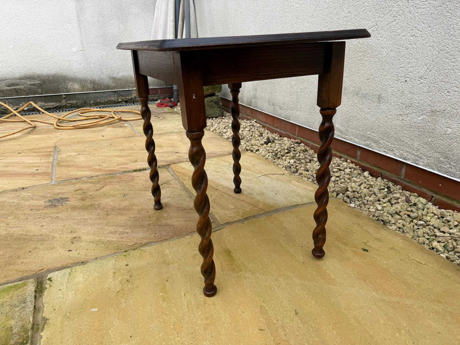 Antique Side Table With Barley Twist Legs. Victorian Oak Occasional Table photo furniture