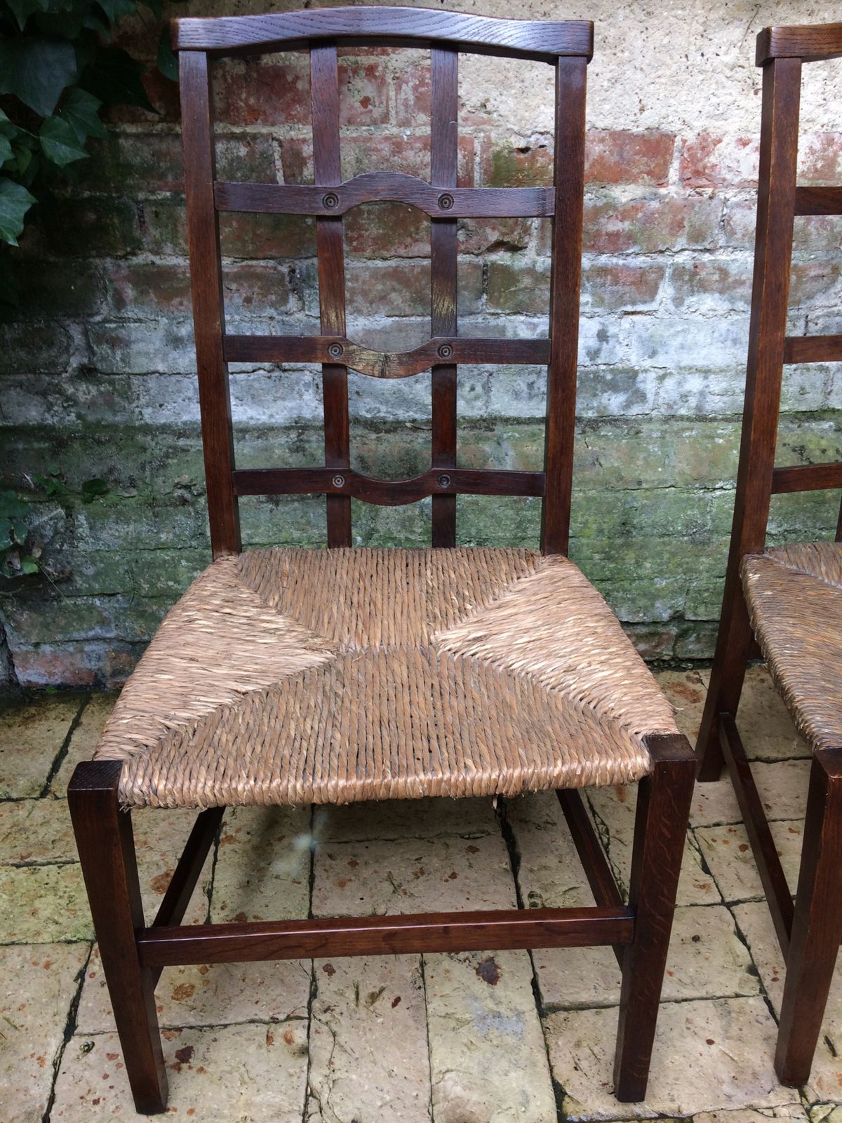 A Set Of Arts And Crafts Oak Cotswold School Chairs photo vintage