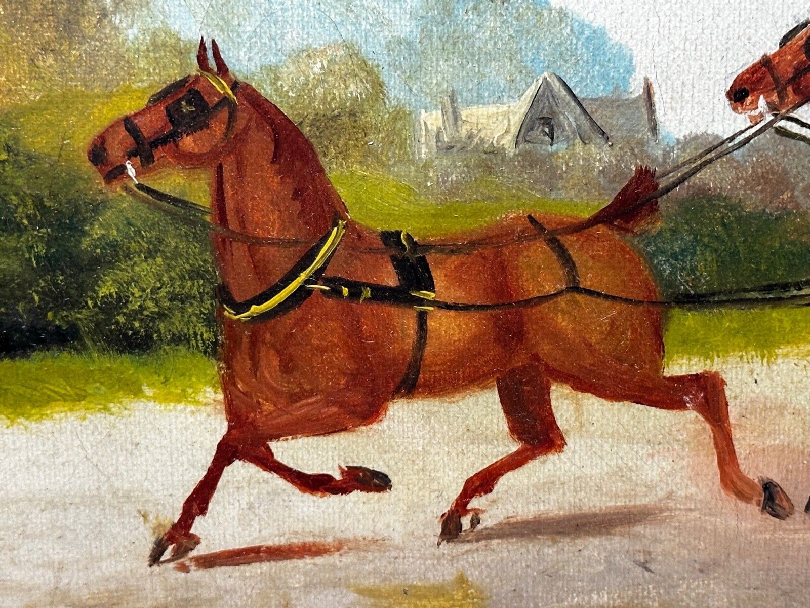 Art Edwardian Oil Painting Horses & Carriage Coachman Riders Signed Philip H Rideout photo