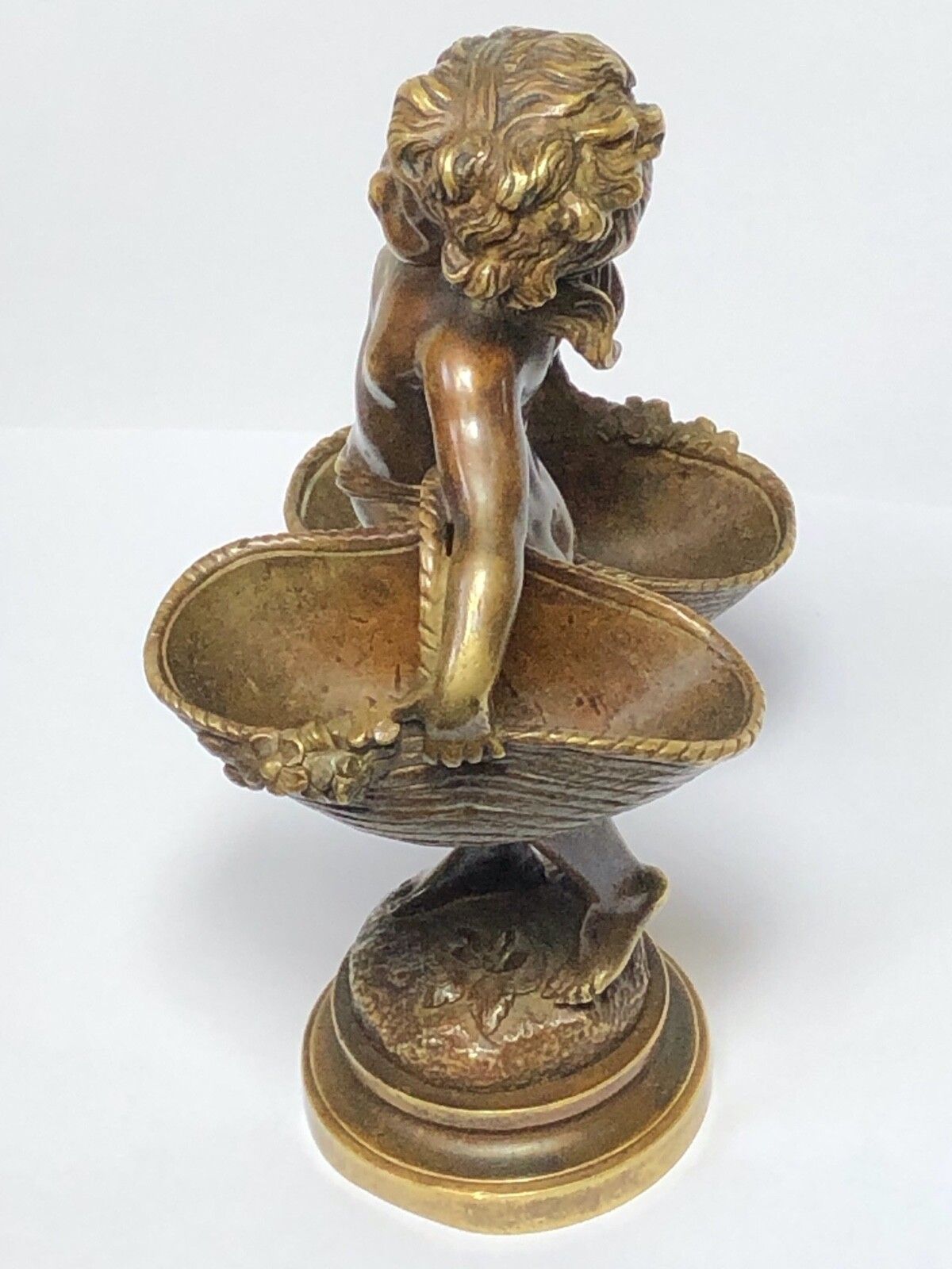 19th Century Girl Carrying Flower Baskets Sculpture Signed Auguste Moreau photo furniture