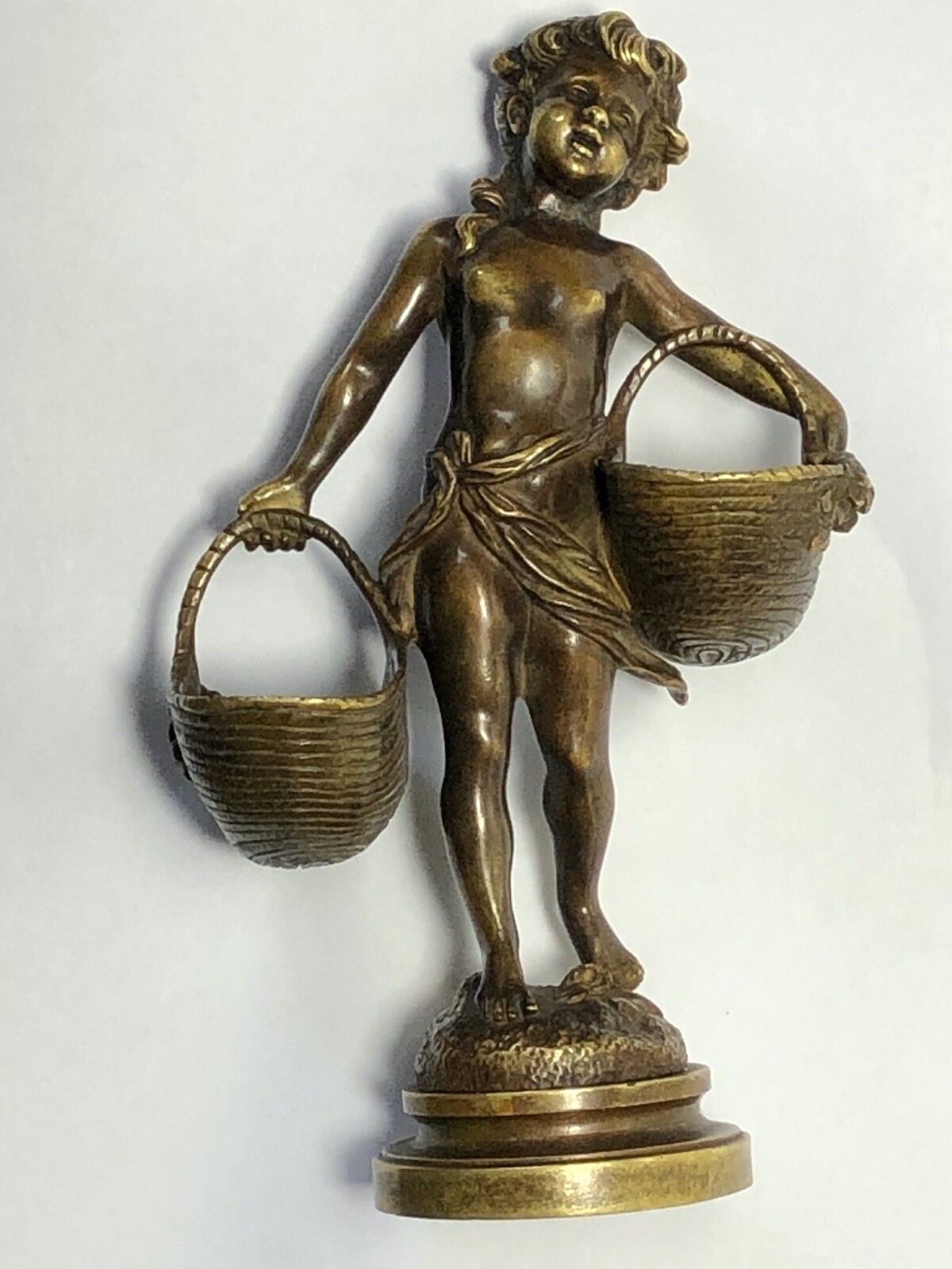 19th Century Girl Carrying Flower Baskets Sculpture Signed Auguste Moreau photo 2000.0