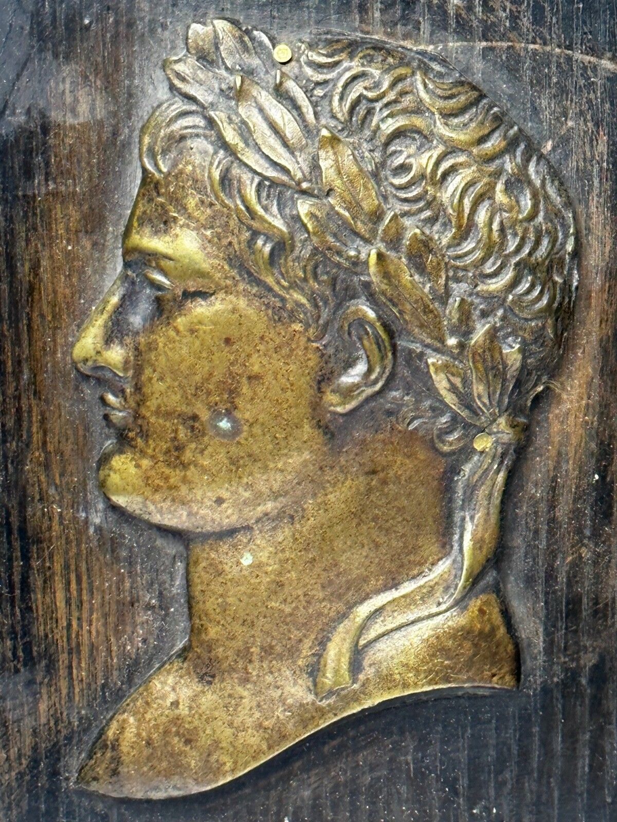 French 19th Century Napoleon Wearing Laurel Wreath Crown Wall Sculpture photo Art