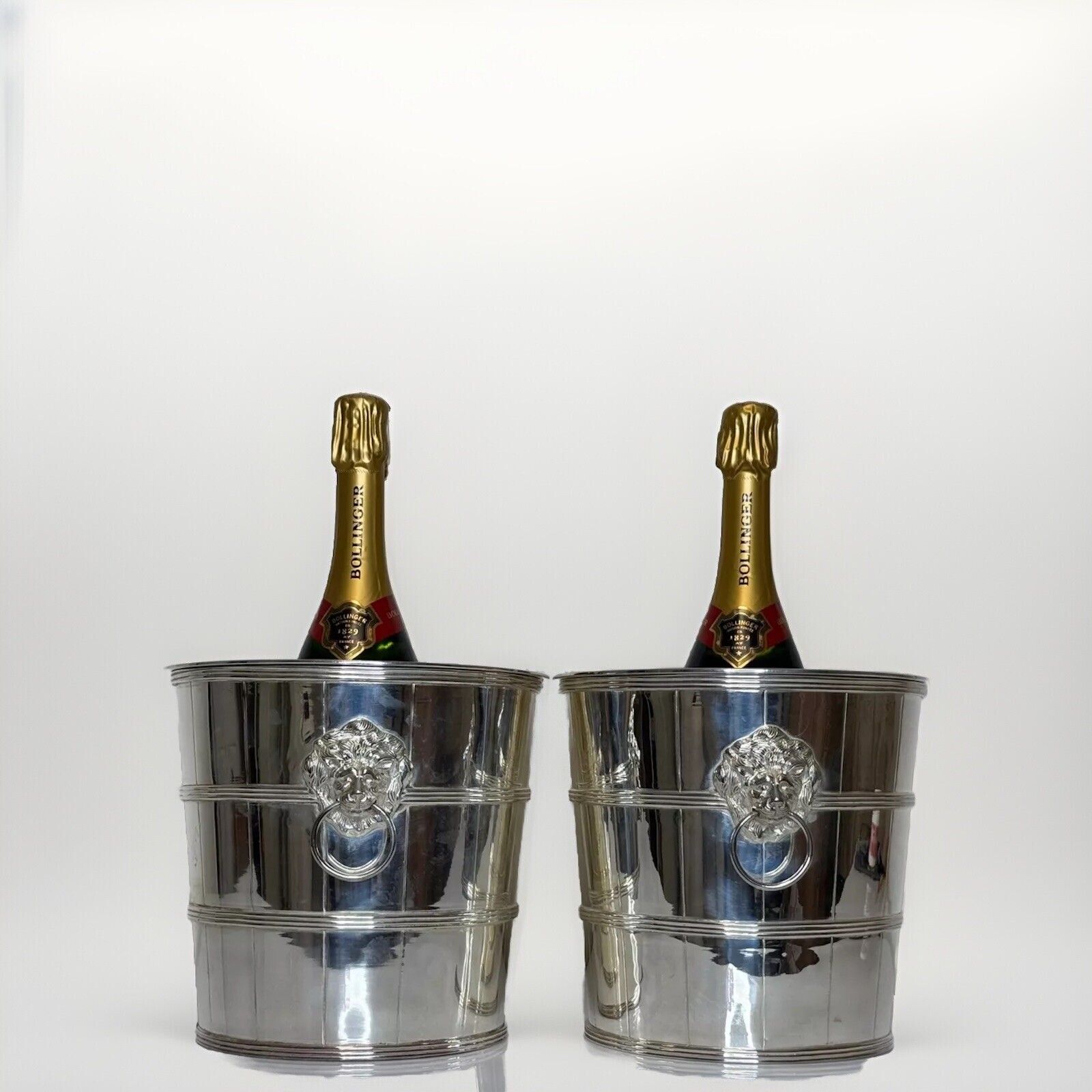 Set Regency Revival Style Lion Barrel Silver Plate Xmas Champagne Bucket Coolers photo furniture