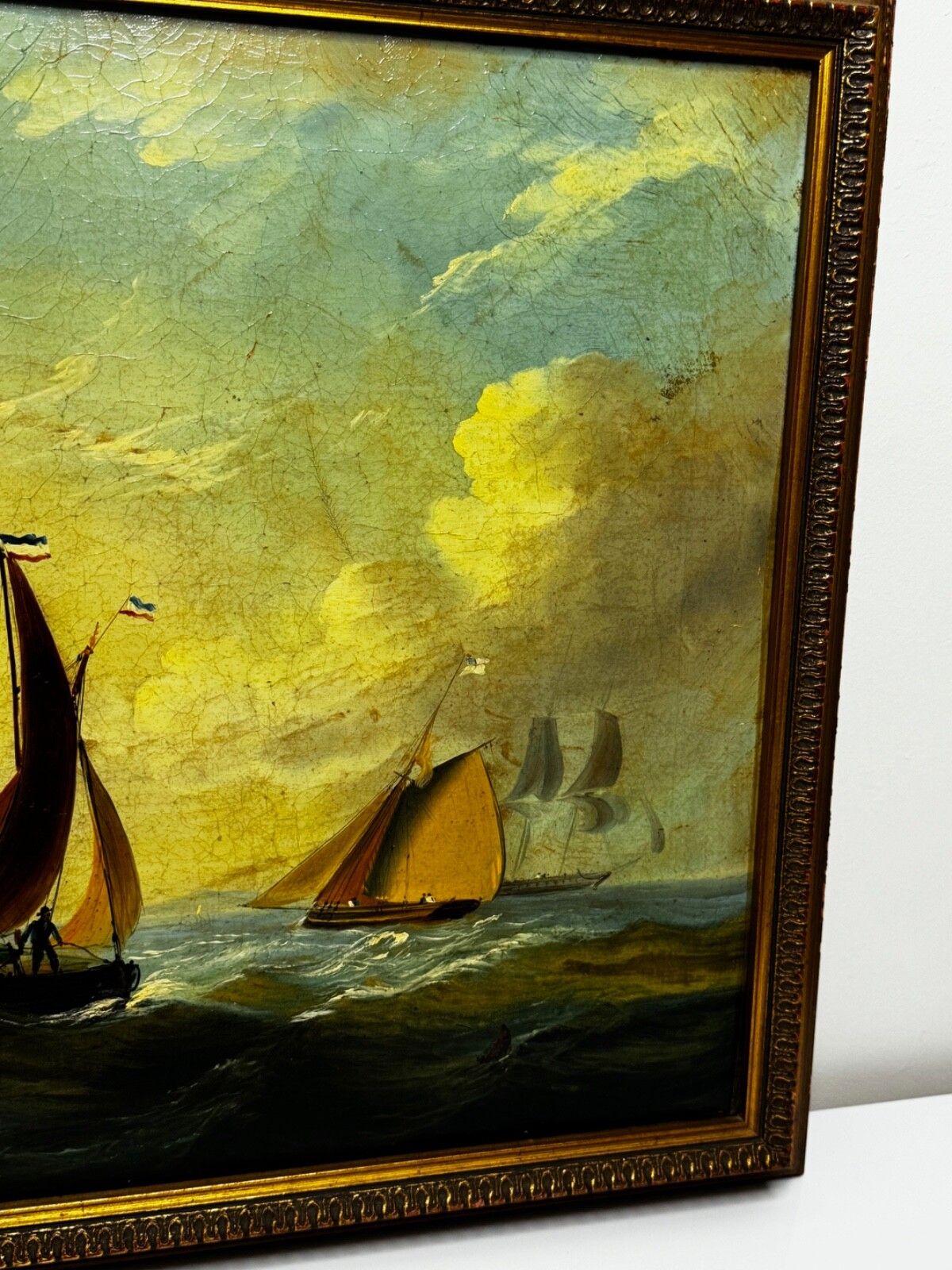 Marine Georgian Early 19th Century French Fishing Boat Heading Out Brisk Winds photo furniture
