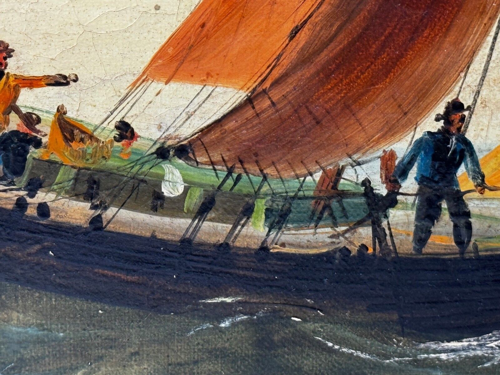 3600.0 Marine Georgian Early 19th Century French Fishing Boat Heading Out Brisk Winds photo