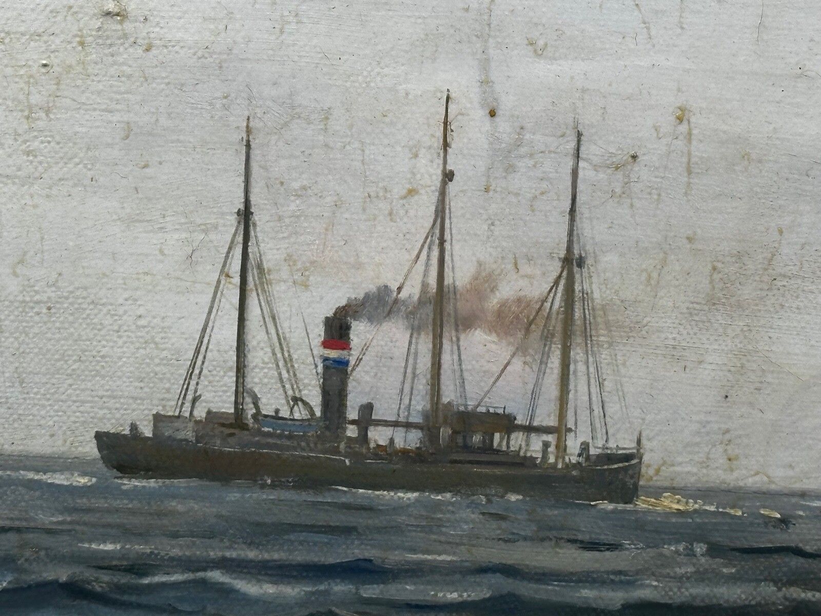 British Marine Oil Painting Kathleen & May Schooner Ship By John Lewis Chapman photo vintage