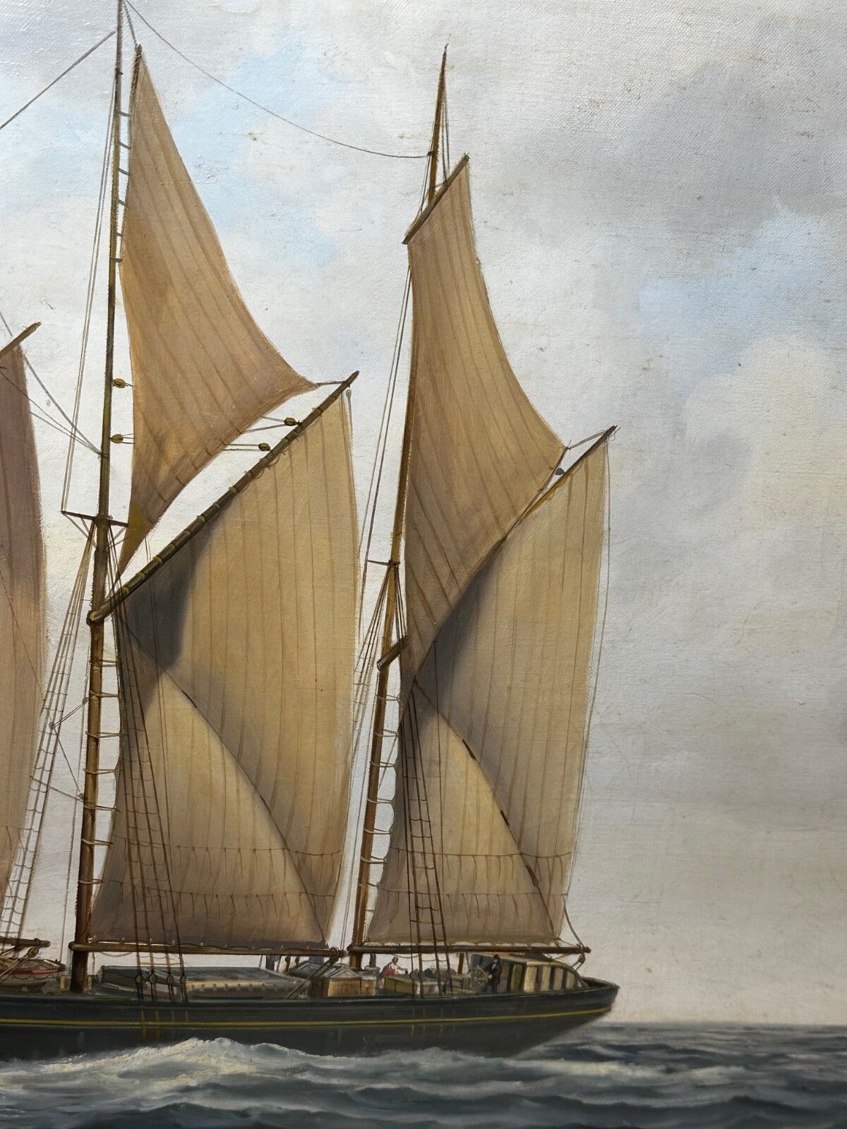 photo vinterior British Marine Oil Painting Kathleen & May Schooner Ship By John Lewis Chapman