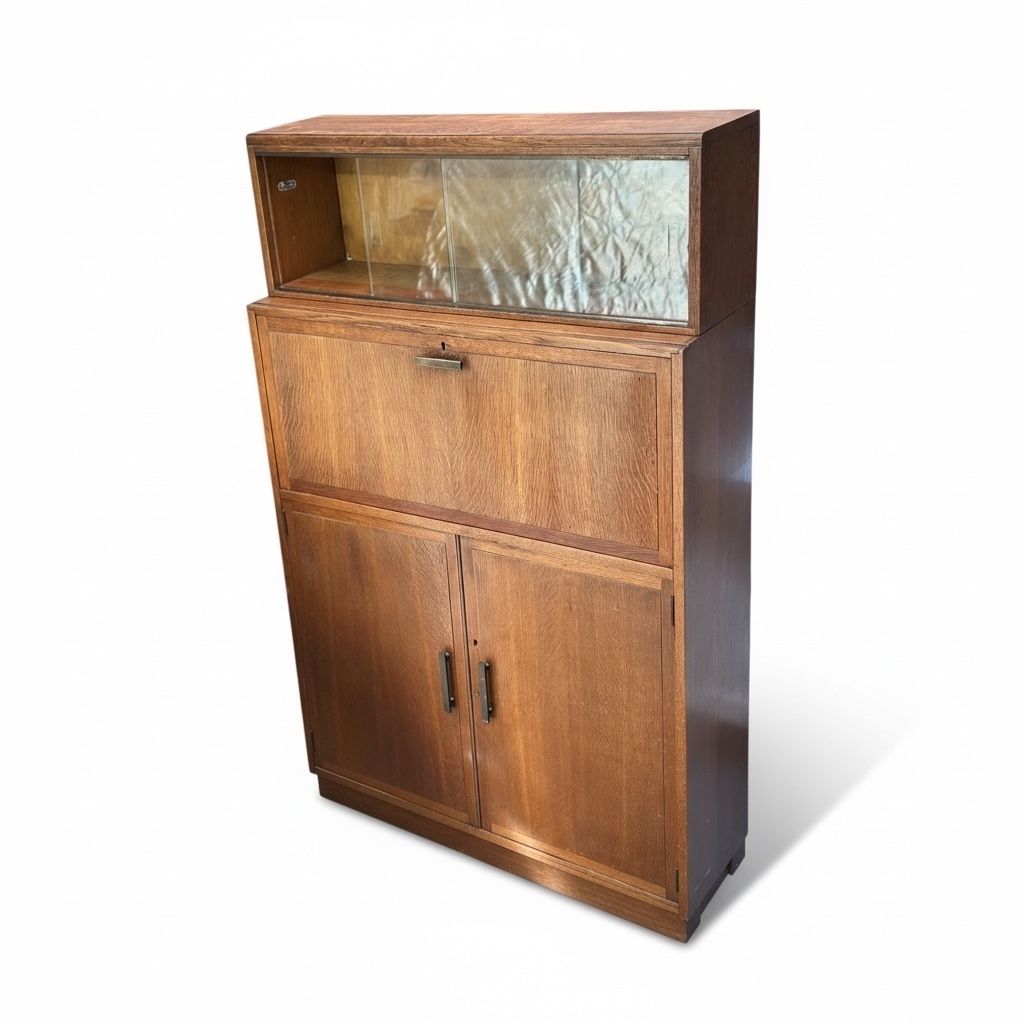 825.0 1950s Minty Of Oxford Bureau & Bookcase Rare Combination photo