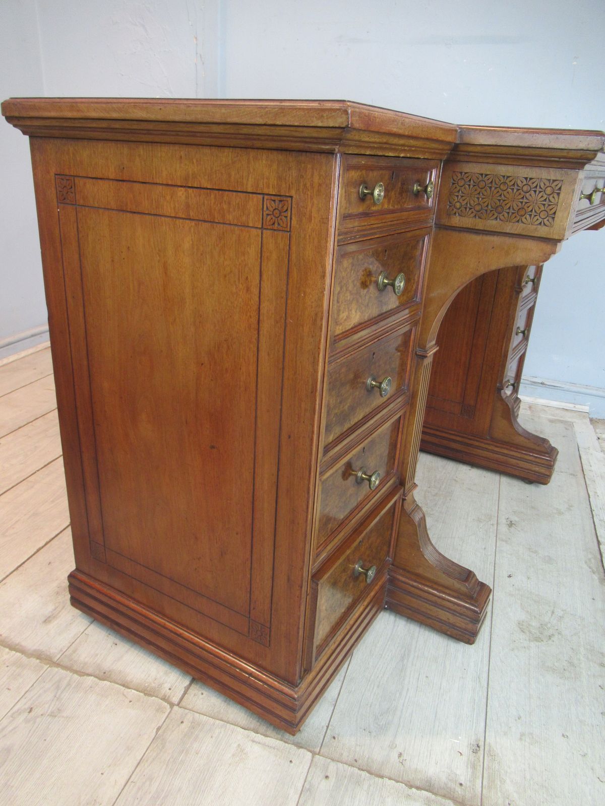 Walnut   Knee Hole Desk By Gillows,   Lancaster photo vintage