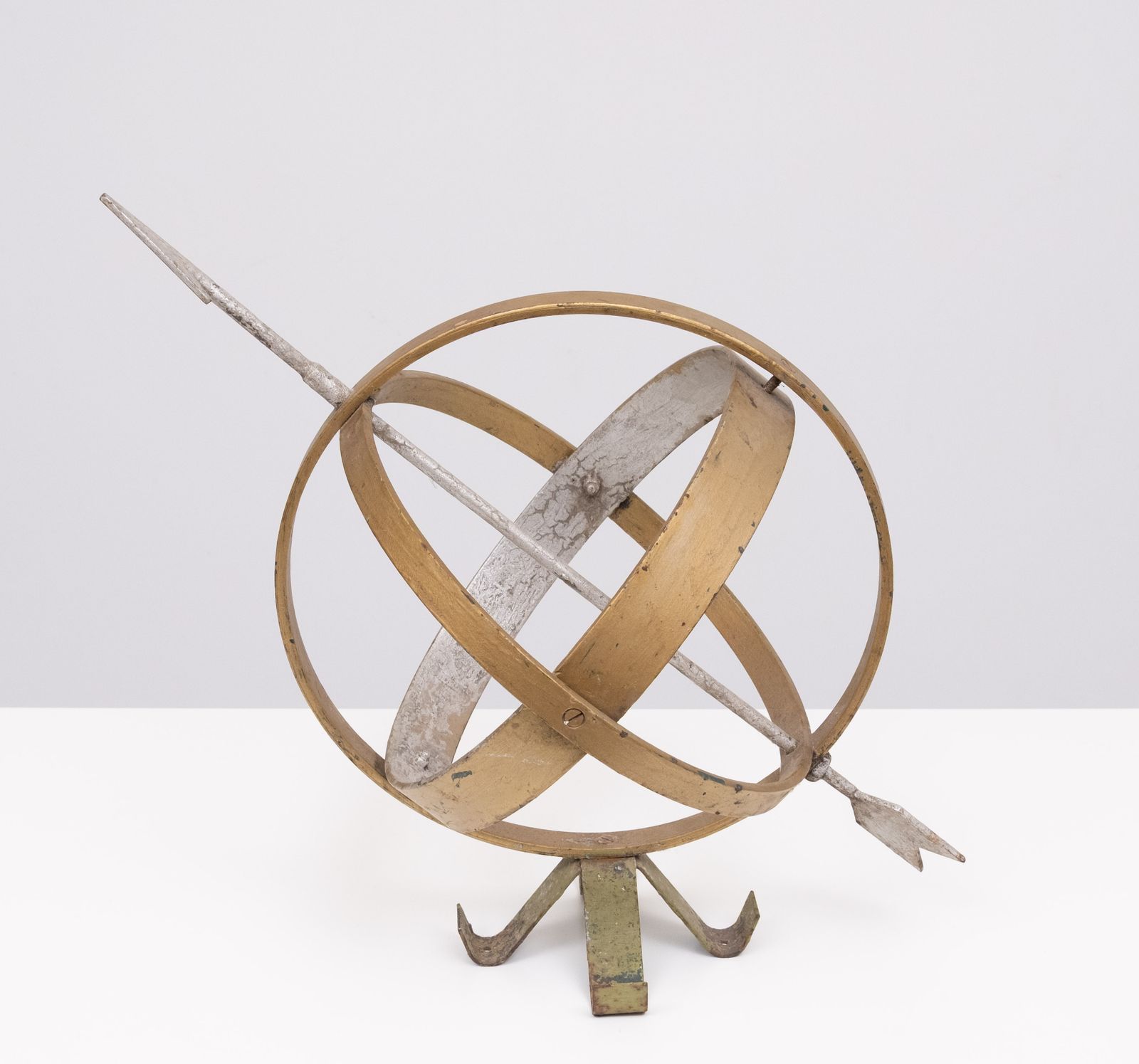 Handmade Patinated Metal Sundial, Vintage Design, 1950s