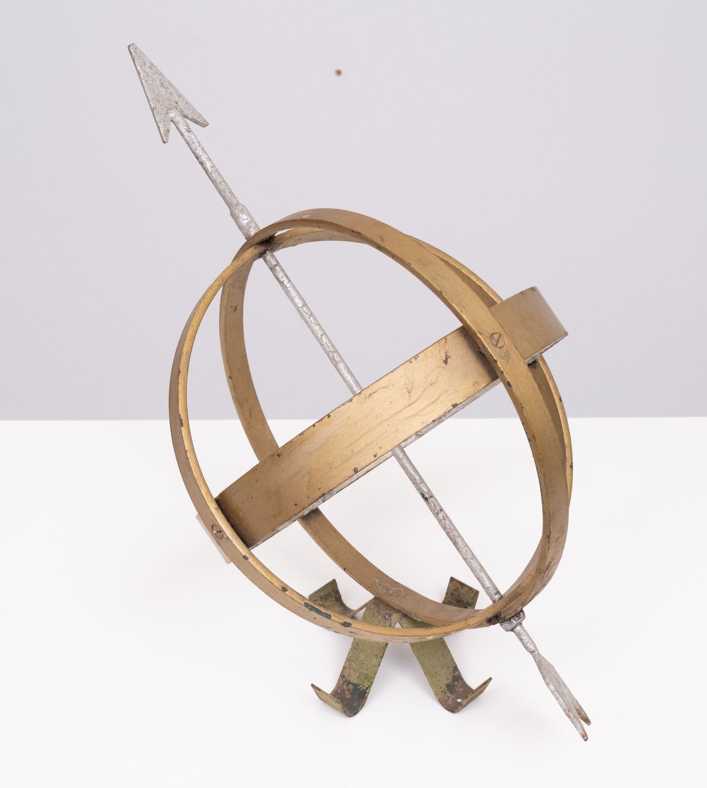 Handmade Patinated Metal Sundial, Vintage Design, 1950s photo Home Decor