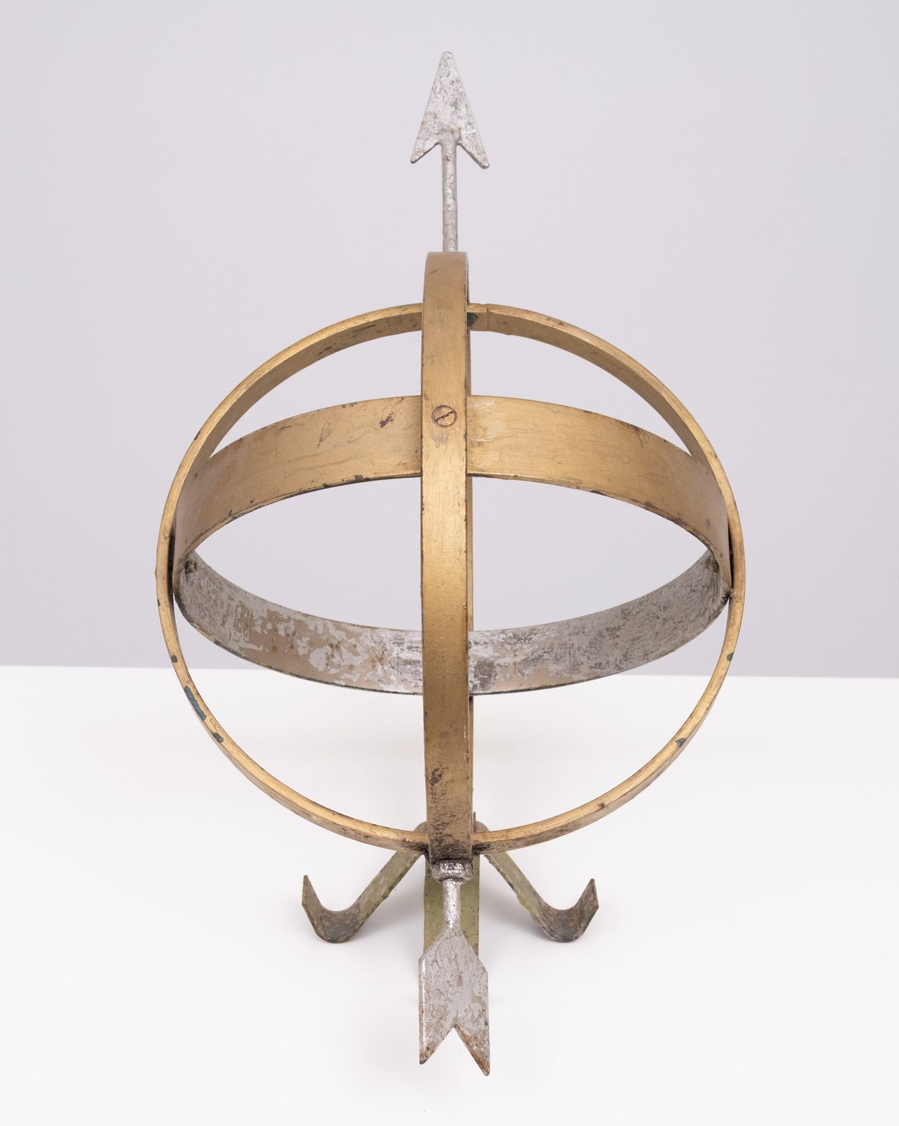 Handmade Patinated Metal Sundial, Vintage Design, 1950s photo vinterior