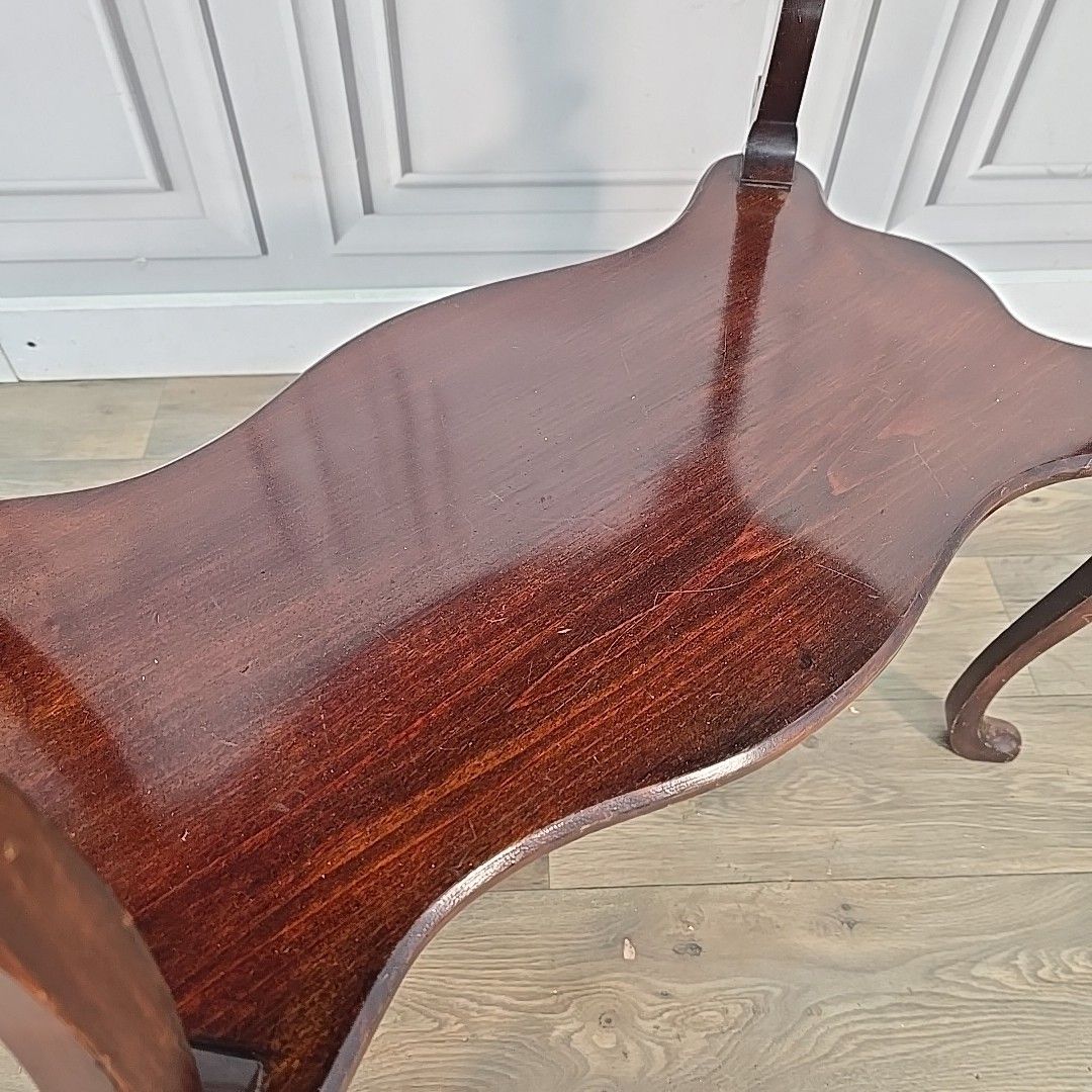 Antique Hall Lamp Table Mahogany Style Serpentine Top Tiered Console Vintage photo buy