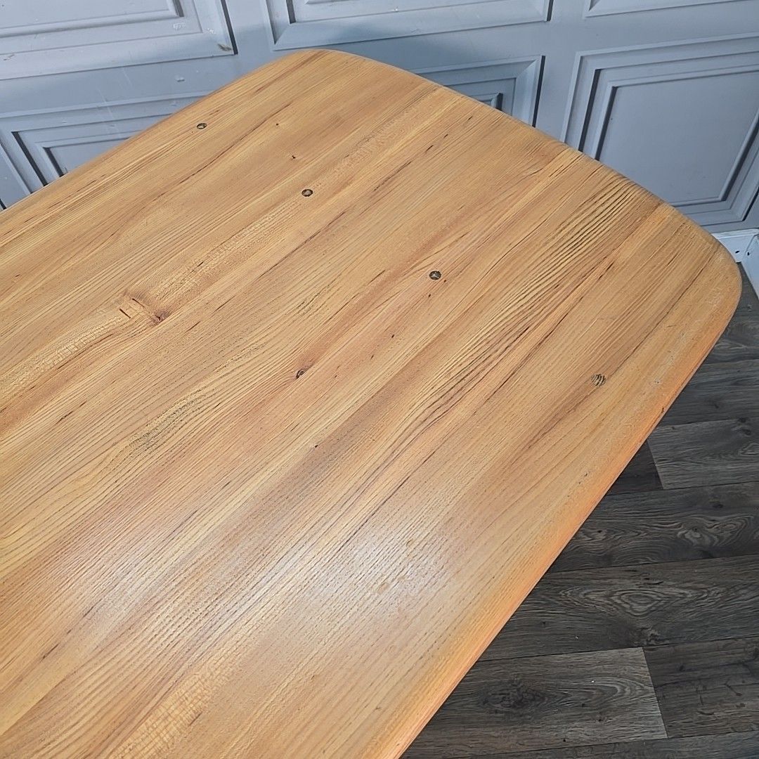 photo for sale Vintage Ercol Dining Table Blonde Elm Top Hairpin Legs Retro Mid Century