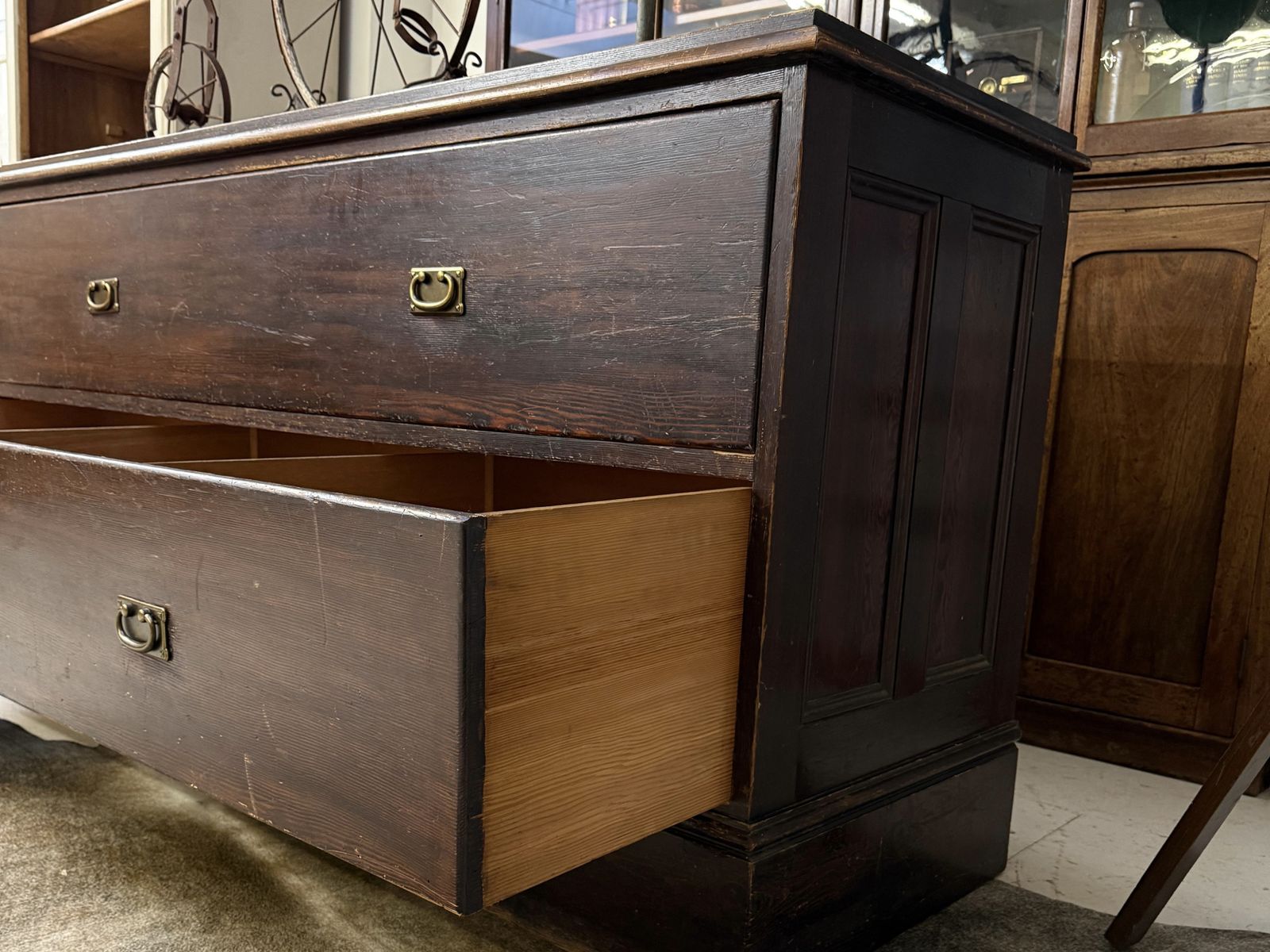 photo vinterior Large Antique Haberdashery Shop Counter Drawers