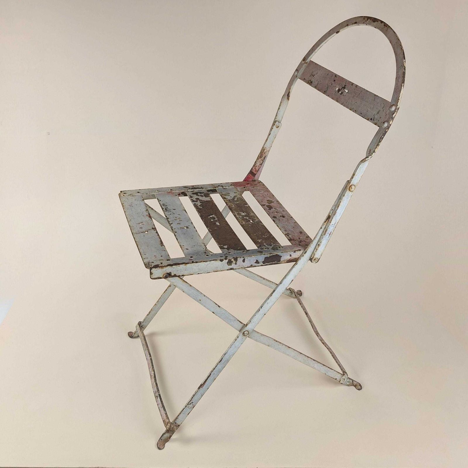 Rare Antique French Iron Folding Garden Chair With Initials Vt, Park Bistro Seating photo furniture