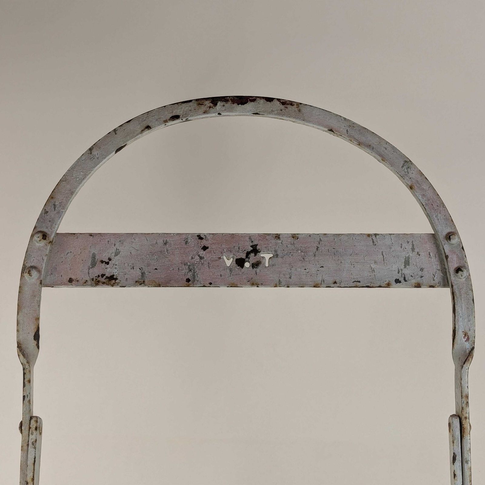 Rare Antique French Iron Folding Garden Chair With Initials Vt, Park Bistro Seating photo Garden Furniture