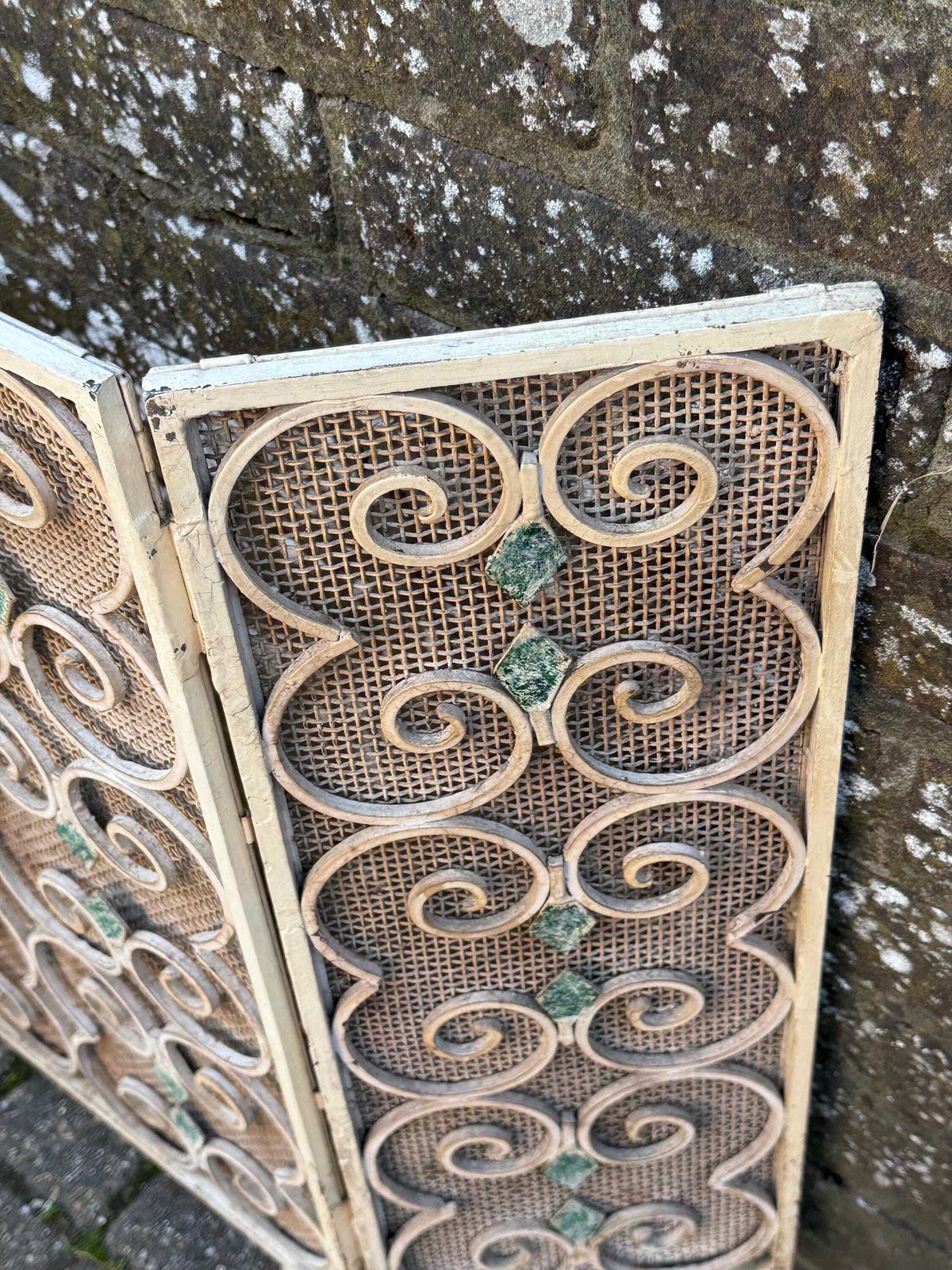 photo furniture Heavy Quality Vintage 1950s French Style Wrought Iron Fireplace Screen Decorative Fireside Guard