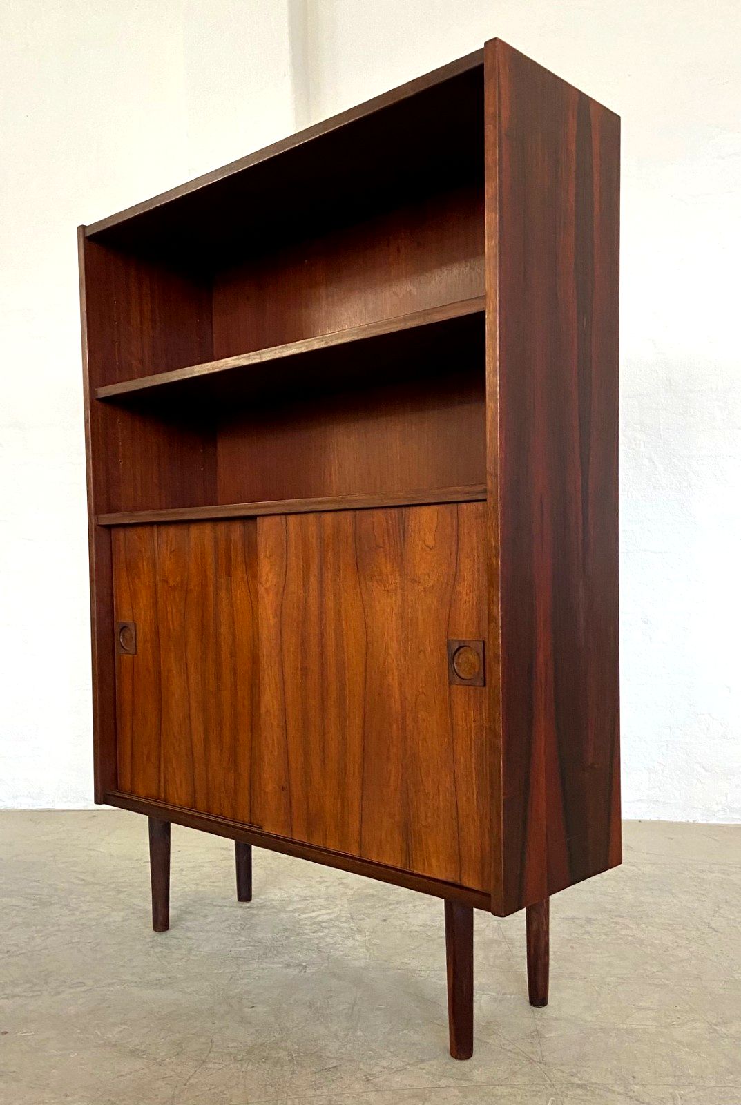 photo buy Danish Retro Vintage Bookcase In Rosewood With Sliding Doors 1960,S