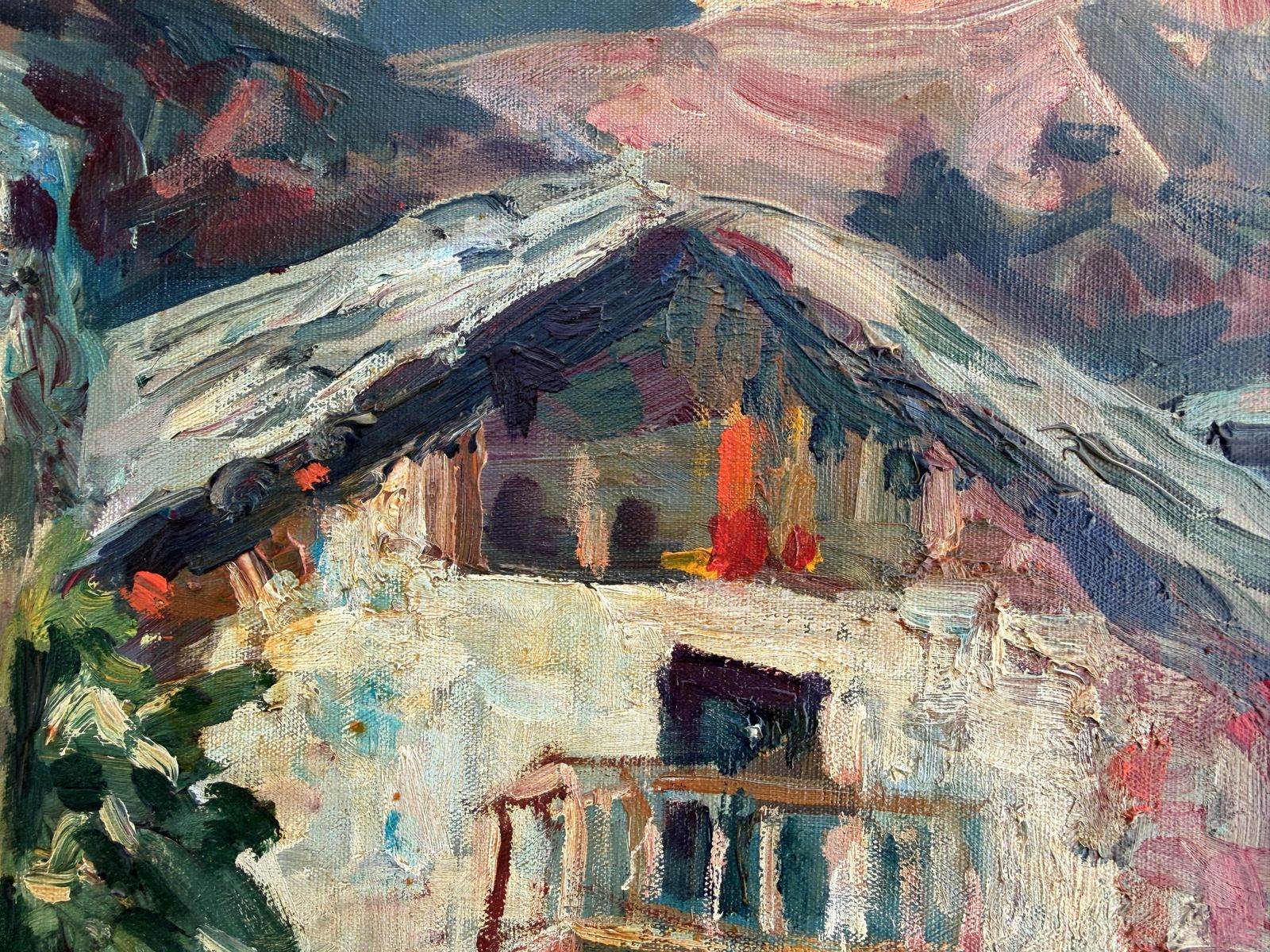 Salvador Pérez Bassols Large Impressionist Pyrenees Village Landscape, Vielha Aran Valley Oil Painting photo 1850.0
