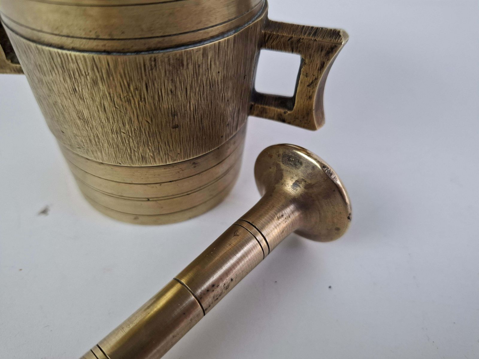 Antique Brass Mortar And Pestle, Austria Hungary, Circa 1890, Historicism photo for sale
