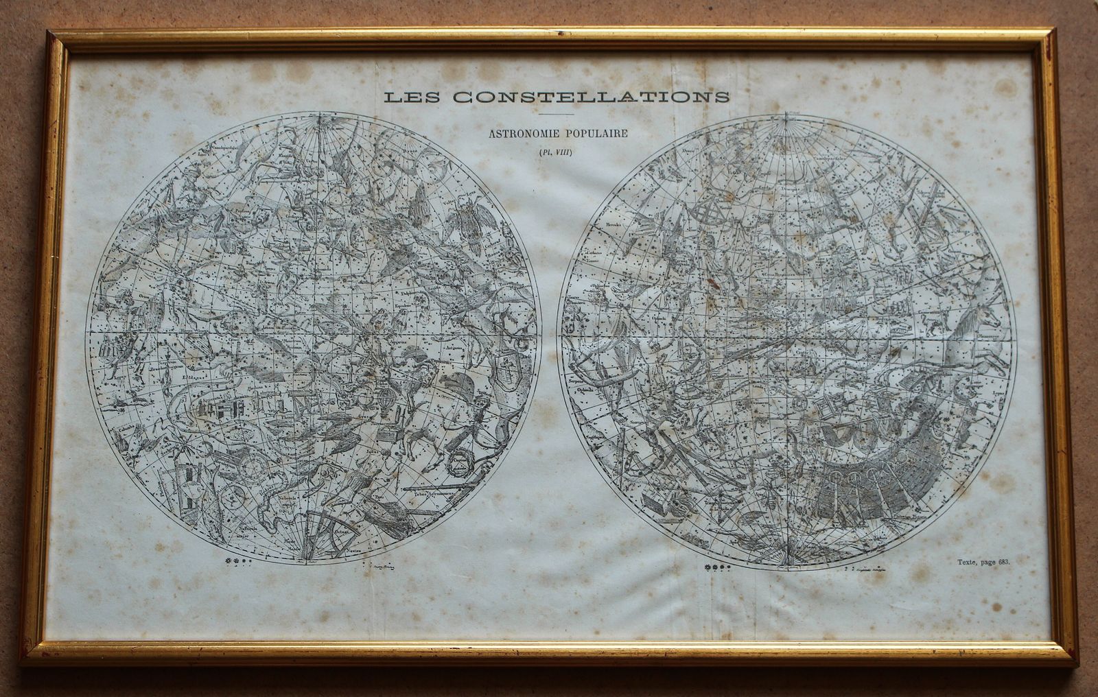 'Les Constellations' Twin Hemisphere Map Of The Constellations By Camille Flammarion C1880
