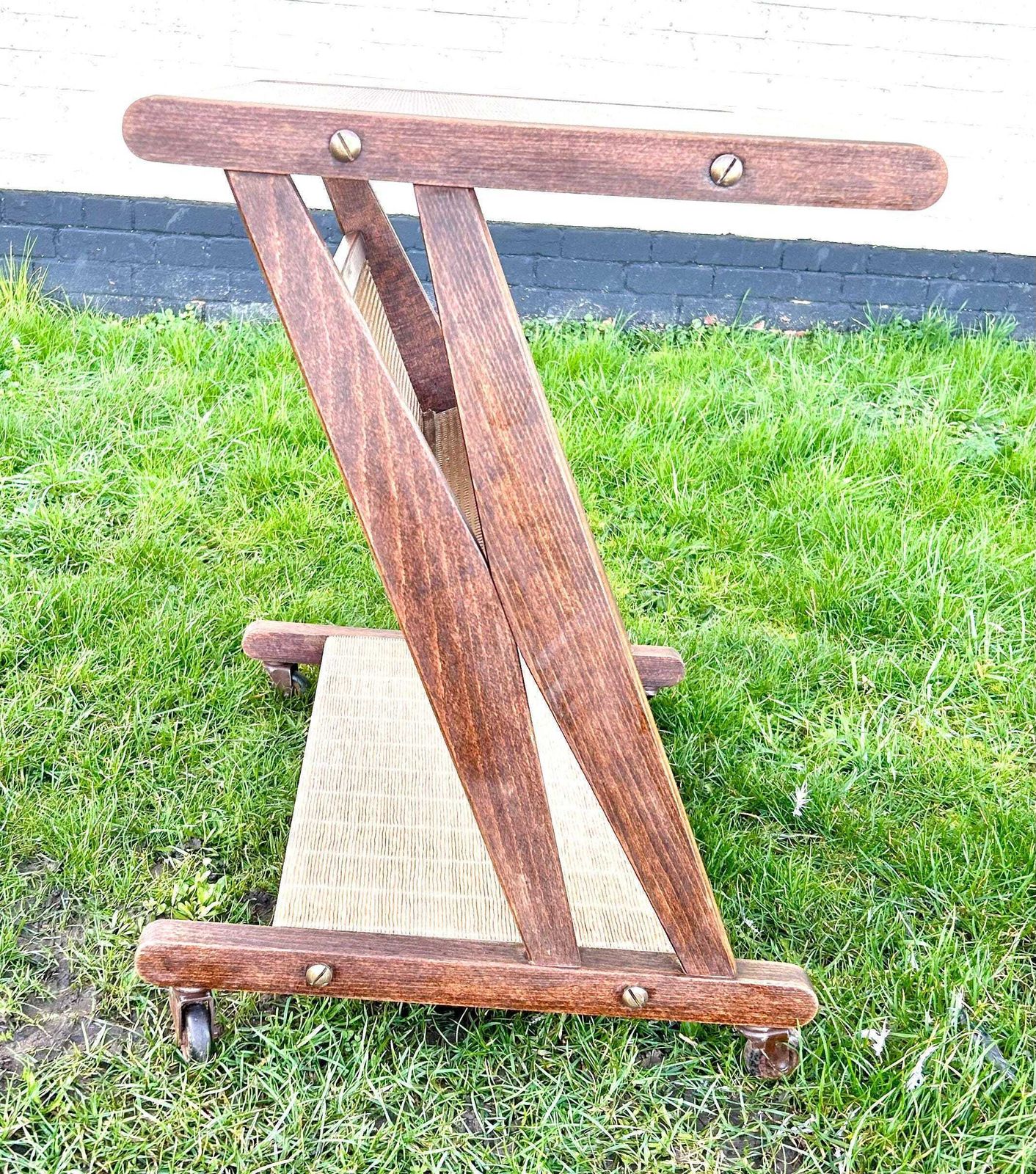 Mid Century French Jullian Serving Side Table Trolley Coffee Table Occasional Hall Antique Industrial Vintage Drinks Wheels Japandi Retro photo Furniture