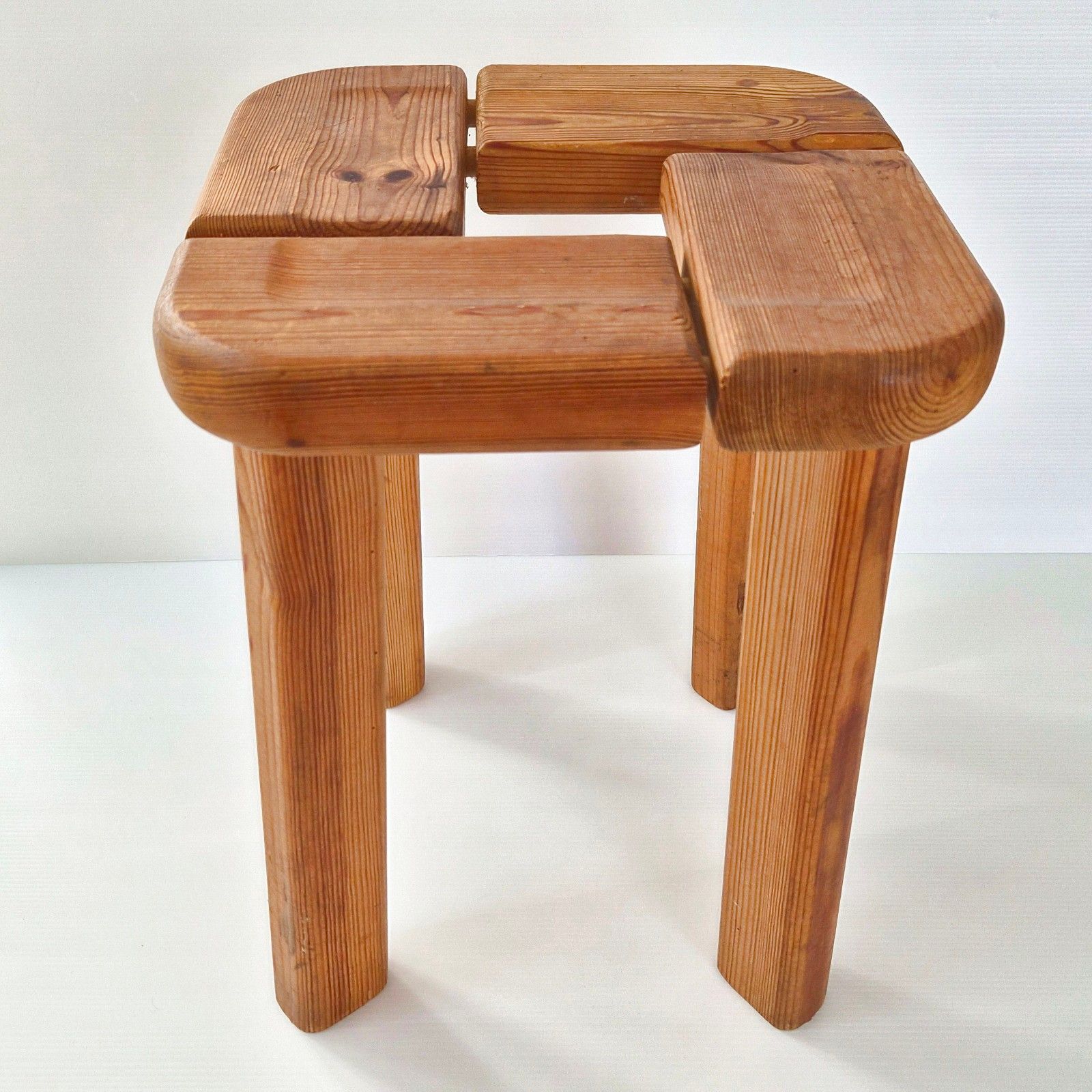 Vintage Swedish Scandinavian 1950 Olof Ottelin Pine Stool For Finnsauna photo Furniture