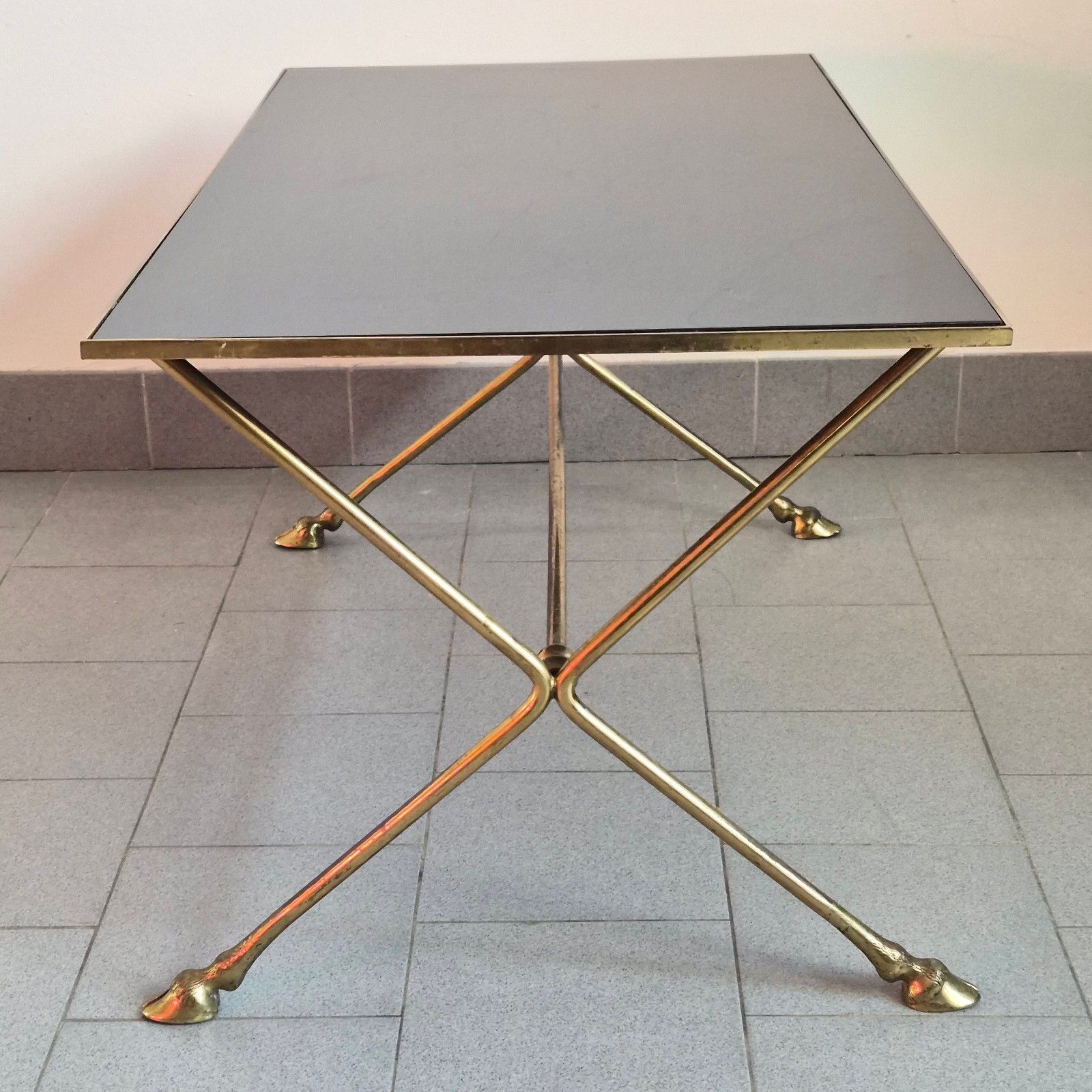 photo furniture Vintage 1970s House Jansen Bronze & Glass Goat Feet Coffee Table 70s Chic