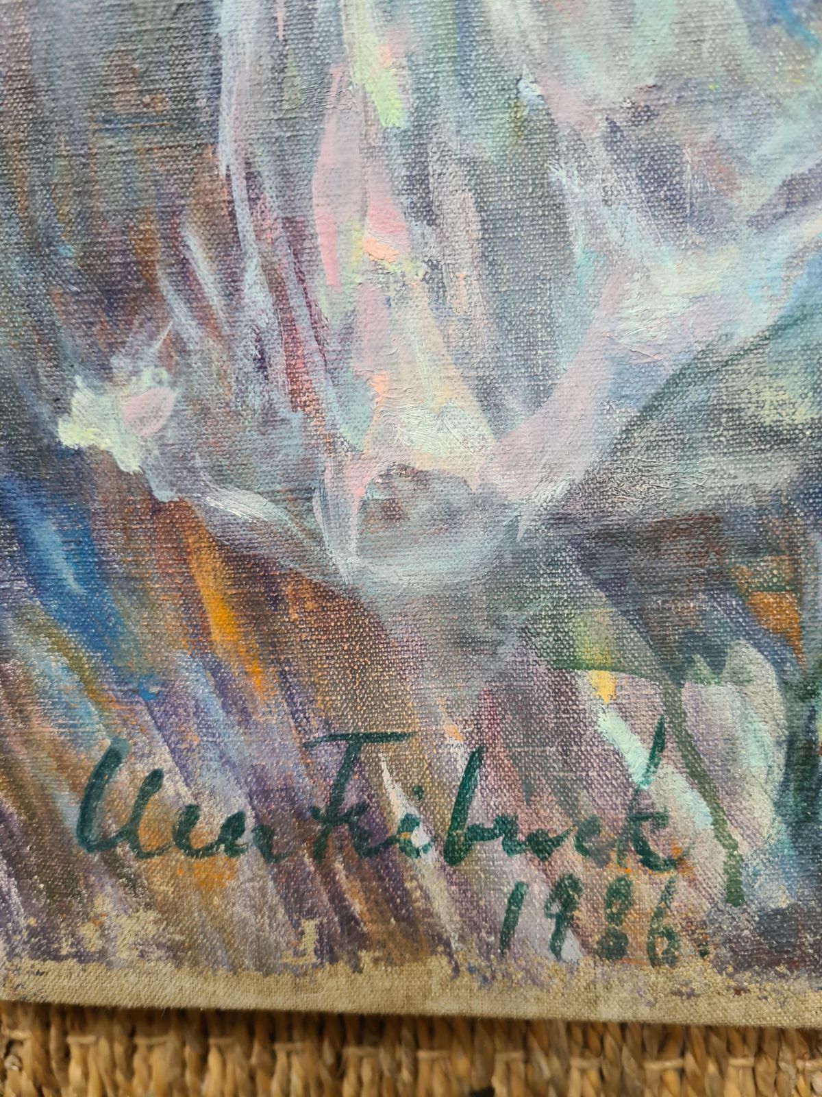 Mother And Child, Oil Painting On Canvas, Modern Figurative, Late 20th Century1986 By Ulla Fribrock photo furniture