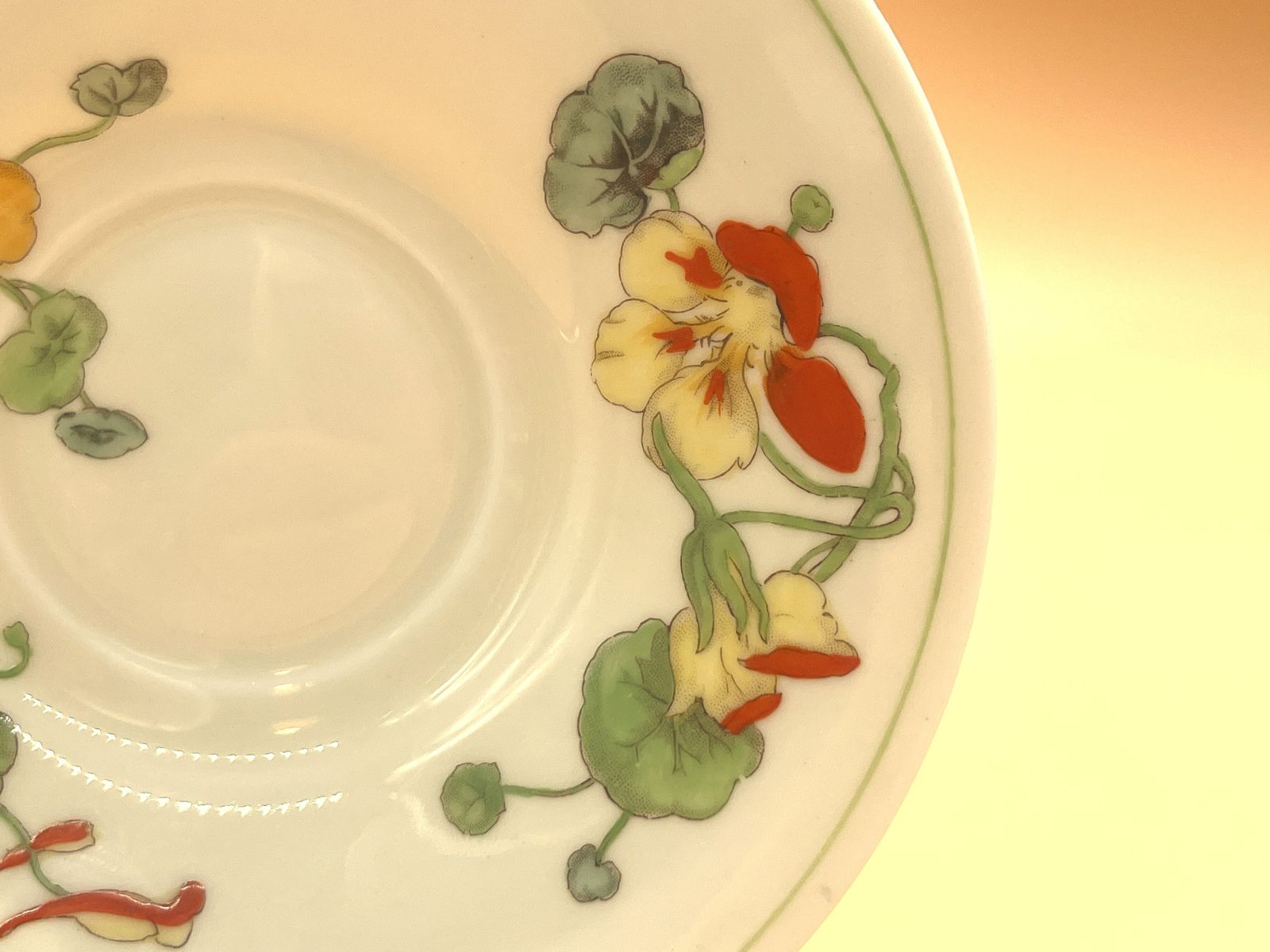 Antique Royal Doulton China Nasturtium Tea Cup And Saucer Duo. V1325. C1920. photo Home Decor