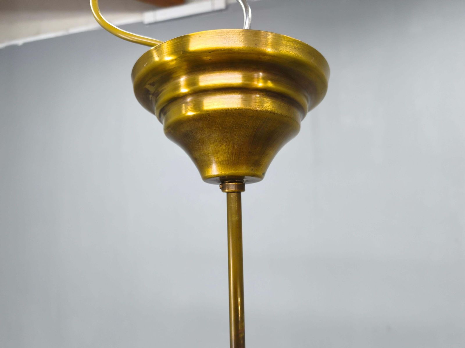 photo vinterior Czech Art Deco Brass And Glass Chandelier, 1950s